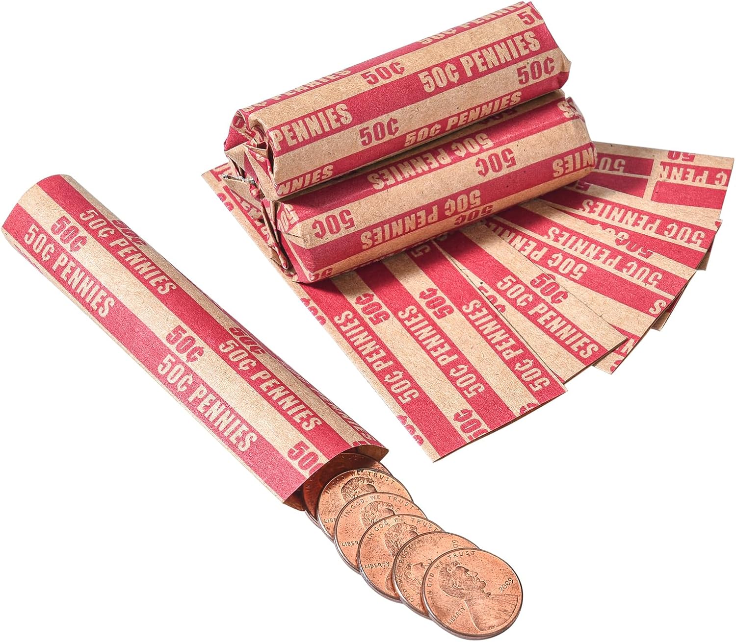 Sumerfnt Penny Coin Wrappers Penny Sleeves Flat Penny Rolls Wrappers Envolturas 100 unidades