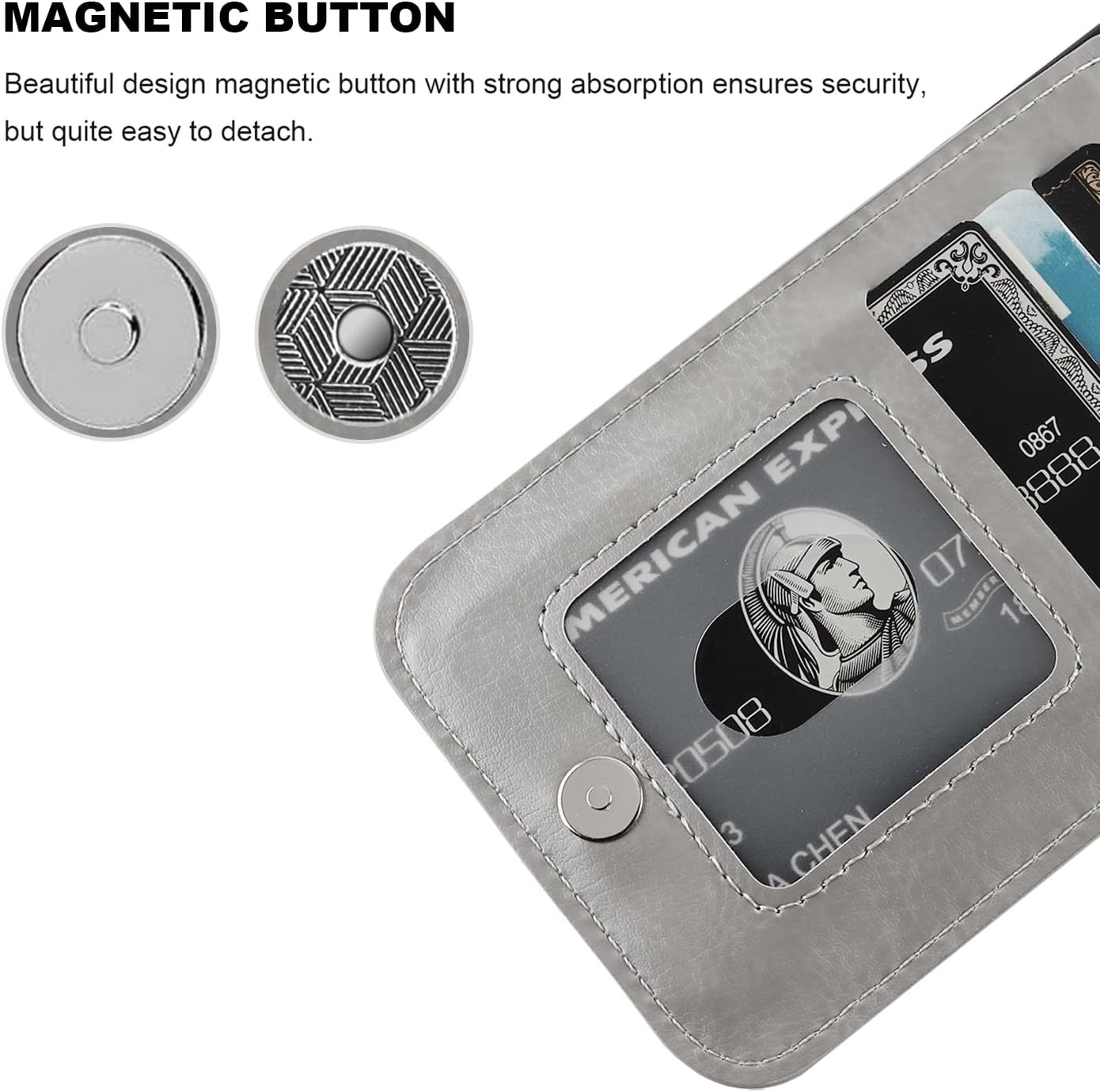 KIHUWEY Funda compatible con iPhone 15 Pro Max con soporte para tarjeta de crédito, cierre magnético de cuero de alta calidad, función atril, funda