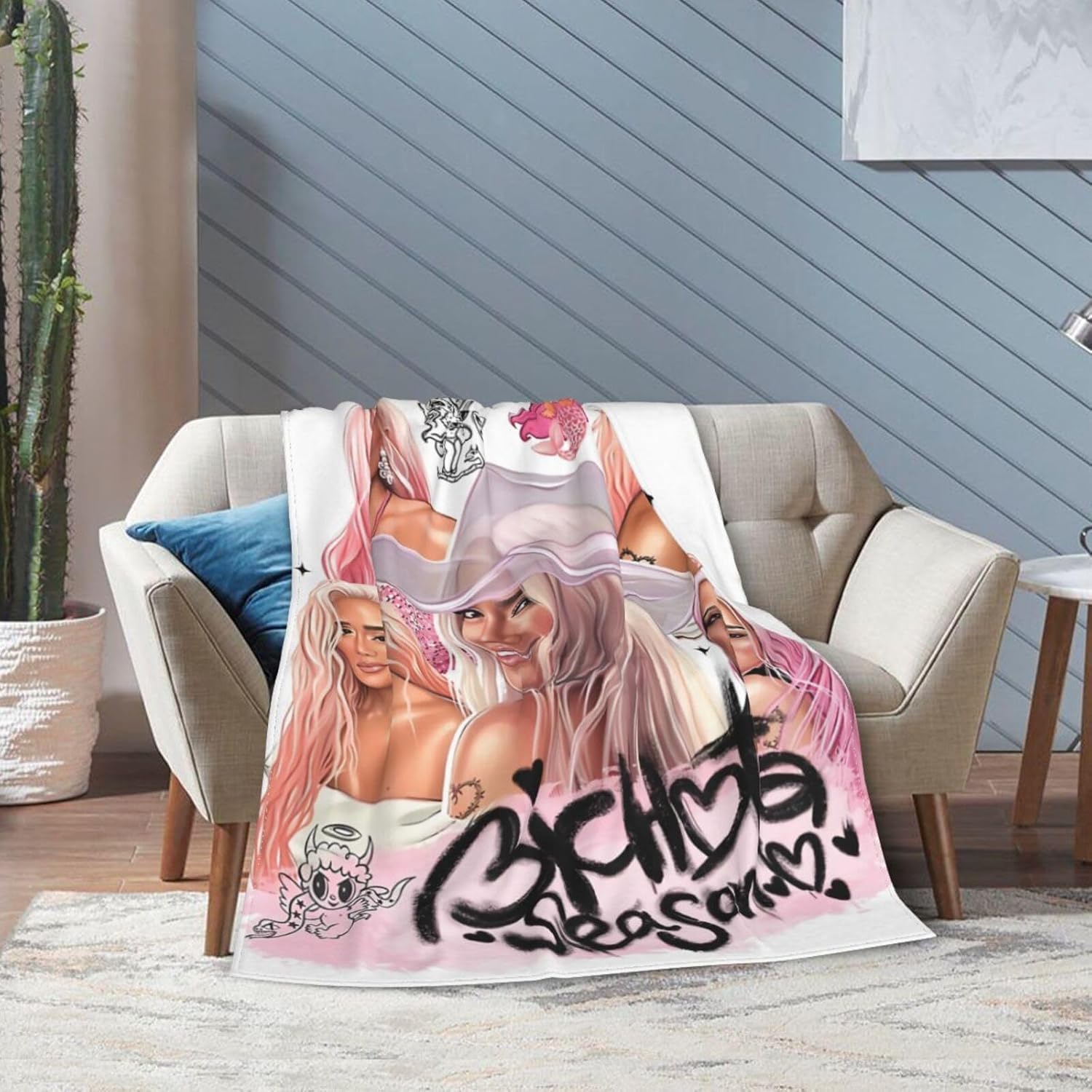 Karol Singer G – Manta de franela ultrasuave y ligera para sofá, cama, uso en todas las estaciones, 80 x 60 pulgadas