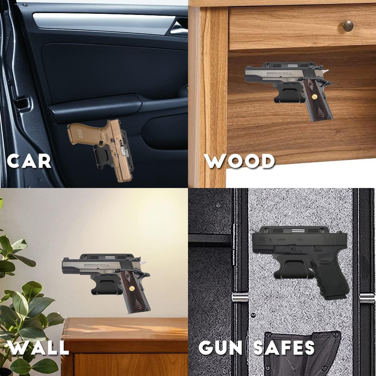 Imán de pistola, funda magnética de coche 2P con protección de gatillo, soporte magnético oculto para vehículo, camión, cajas fuertes, paredes,