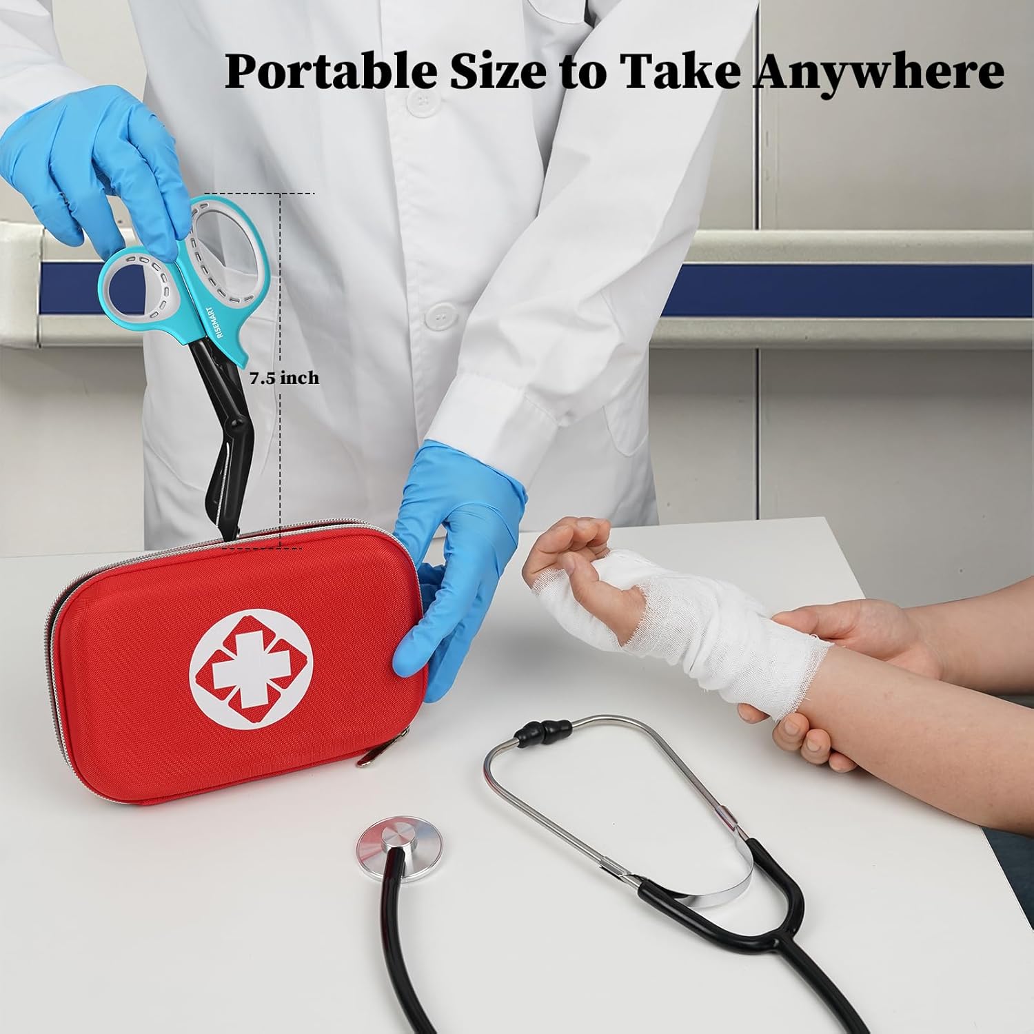 Tijeras de trauma  Tijeras médicas vendaje para enfermeras, 7.5 pulgadas, cuchillas antiadherentes recubiertas de fluoruro, tijeras de enfermería,
