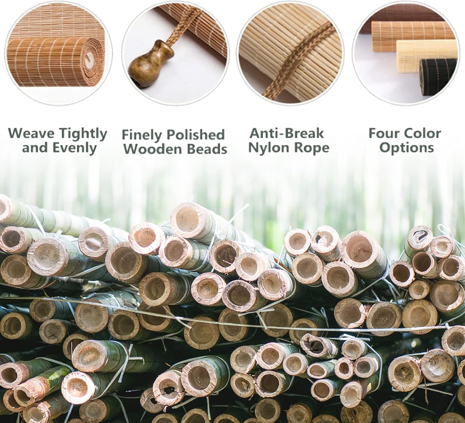 Persianas enrollables de bambú para exteriores, persianas enrollables para filtrar la luz, persianas enrollables de bambú para exteriores, persianas