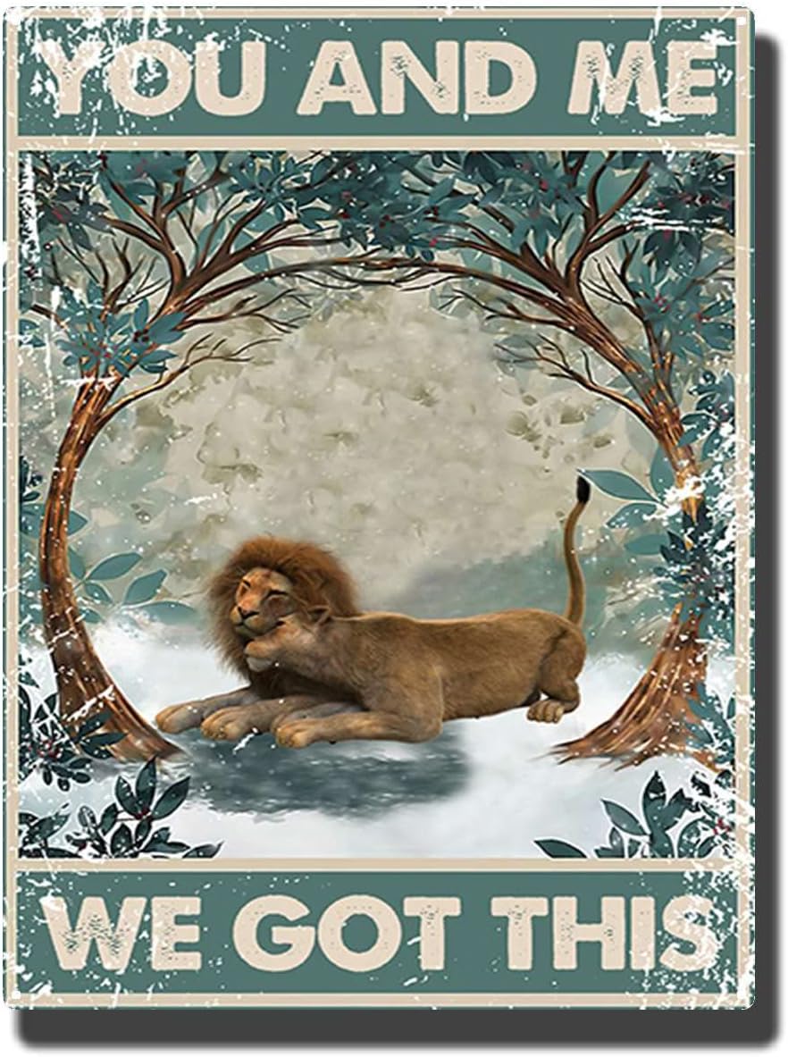 Cartel de hojalata con texto en inglés You and Me We Got This (You and Me We Got This) Letrero de aluminio vintage, póster novedoso con pintura de
