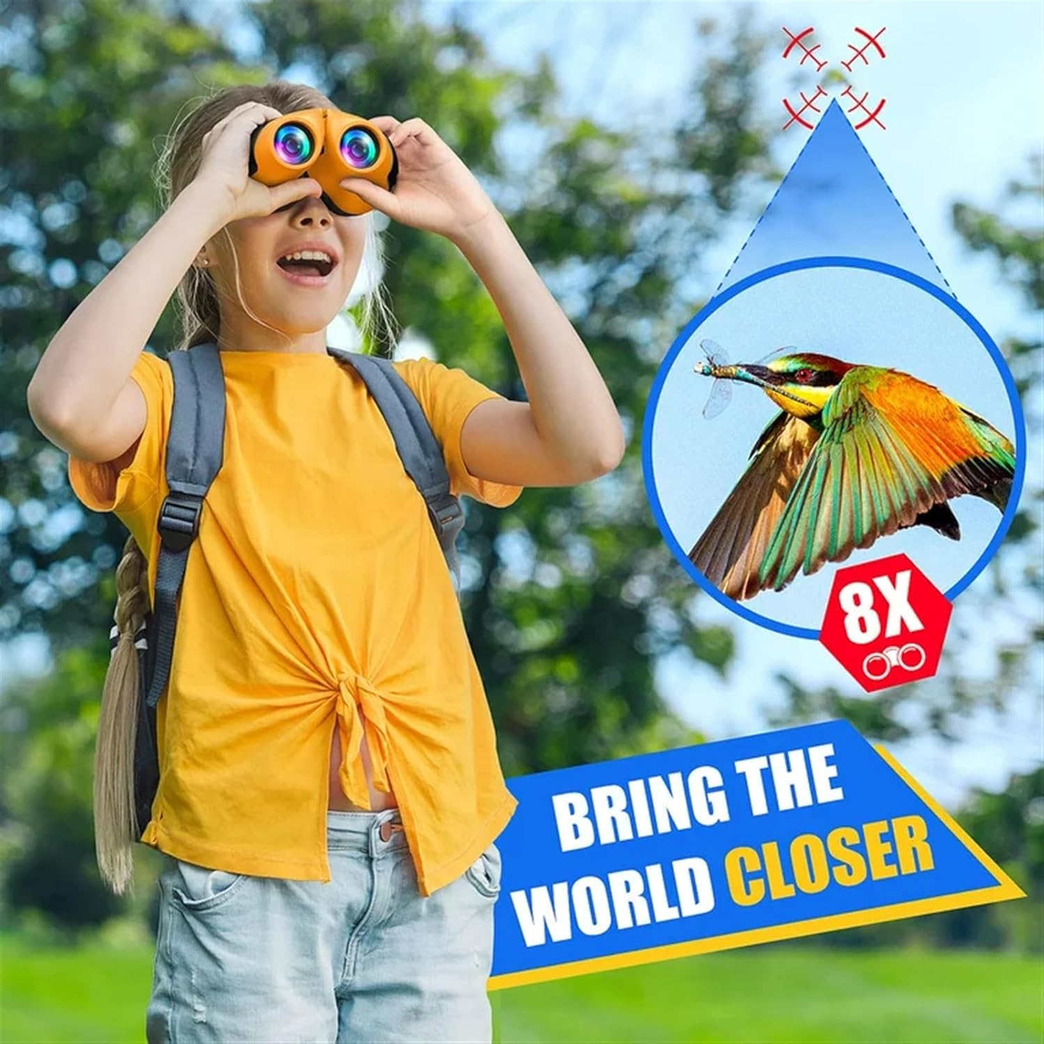 Binoculares para niños, binoculares compactos de alta resolución de 8 x 21, juguetes para niños y niñas de 3 a 12 años, regalos de campamento,