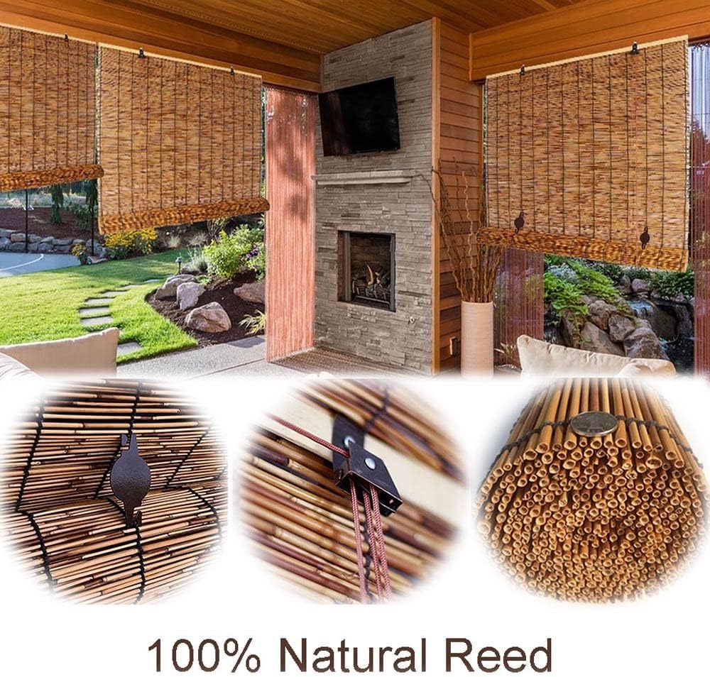 Persianas de bambú para ventanas, persianas de patio enrollables para exteriores, 38 x 48 pulgadas, 74 x 60 pulgadas, 34 x 72 pulgadas, 72 x 84