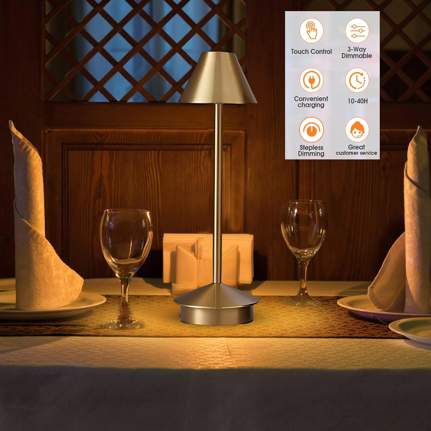 Lámparas de mesa inalámbricas, lámpara de mesa portátil recargable para interiores y exteriores, lámpara de mesa regulable de 3 colores, luz de mesa
