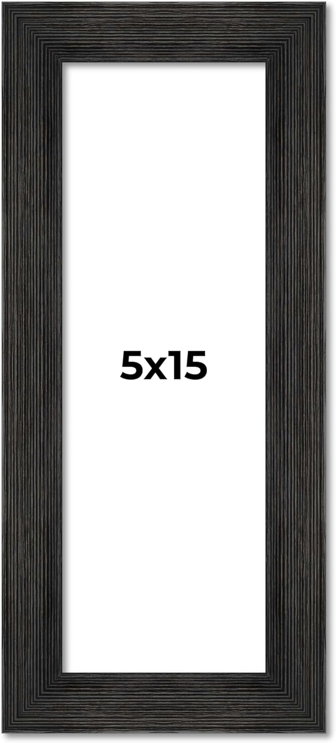 Marco de fotos negro de 5 x 15 pulgadas, marco de fotos moderno que incluye protector de acrílico UV, tablero de respaldo de espuma sin ácidos,