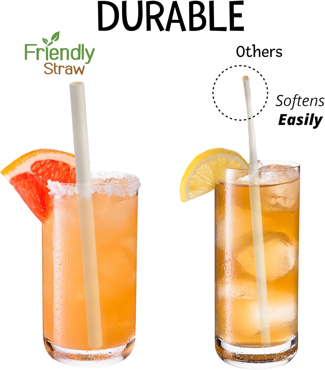 Friendly Straw Paquete de 150 pajitas biodegradables jumbo para batidos y batidos, 7.75 x 0.4 pulgadas, pajitas de papel desechables extra anchas