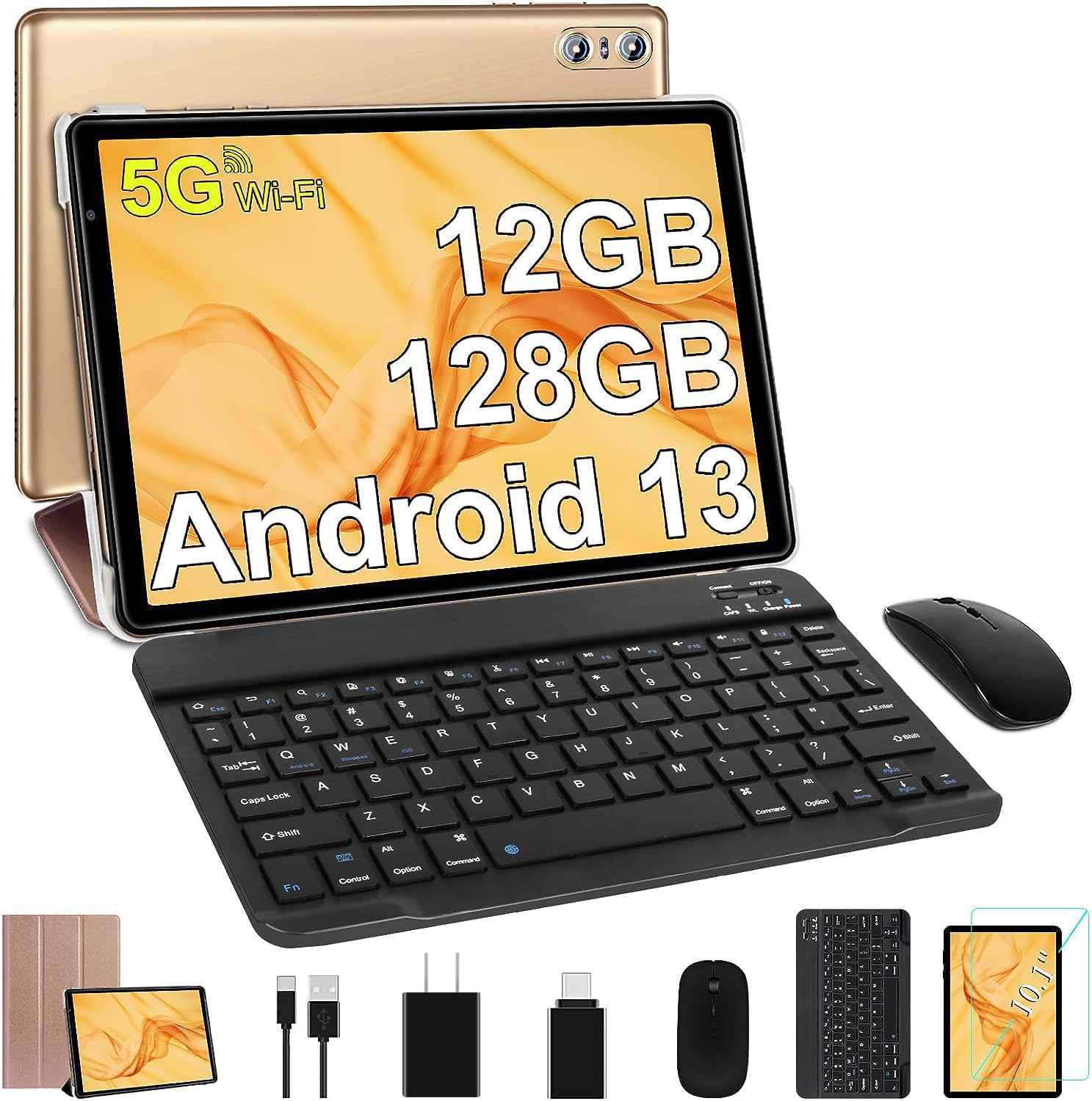 SEBBE Tablet PC Android 13 de 10 pulgadas 12 GB de RAM + 128 GB ROM TF 1 TB Octa-Core 2.0 GHz, Google GMS  Bluetooth 5.0  5G WiFi  6000mAh  1280 *