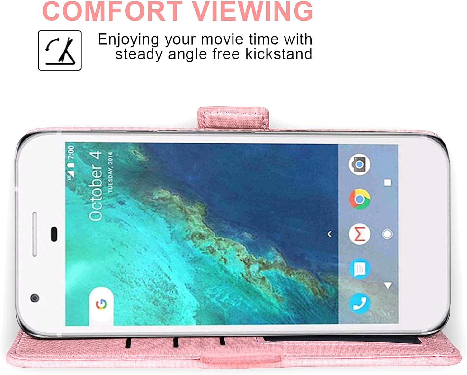 Asuwish Compatible con Google Pixel XL Wallet Case Protector de pantalla de vidrio templado y cubierta de cuero con tapa para tarjetero, accesorios