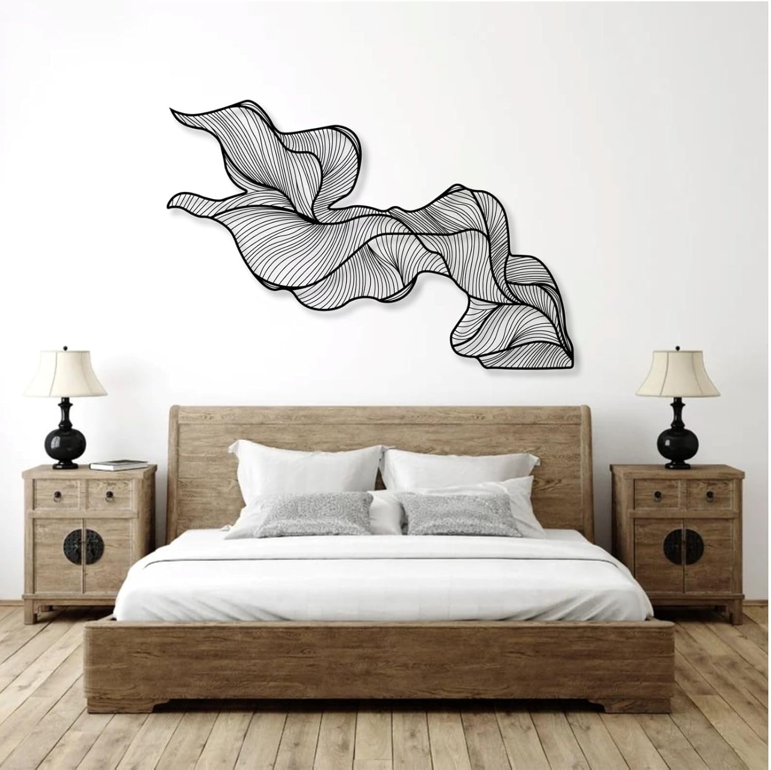 Arte abstracto de pared de metal, arte de pared de líneas de metal, decoración moderna de pared de metal, arte moderno de pared de metal, decoración