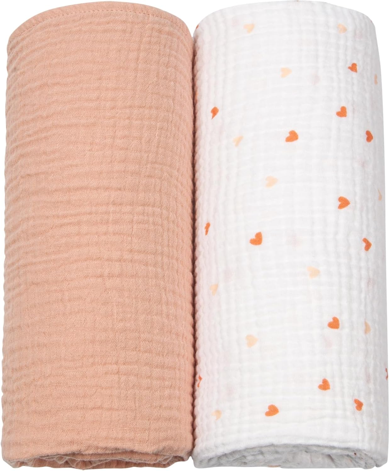 Manta de muselina para bebé, manta neutra para bebé, paquete de 2, color rosa melocotón