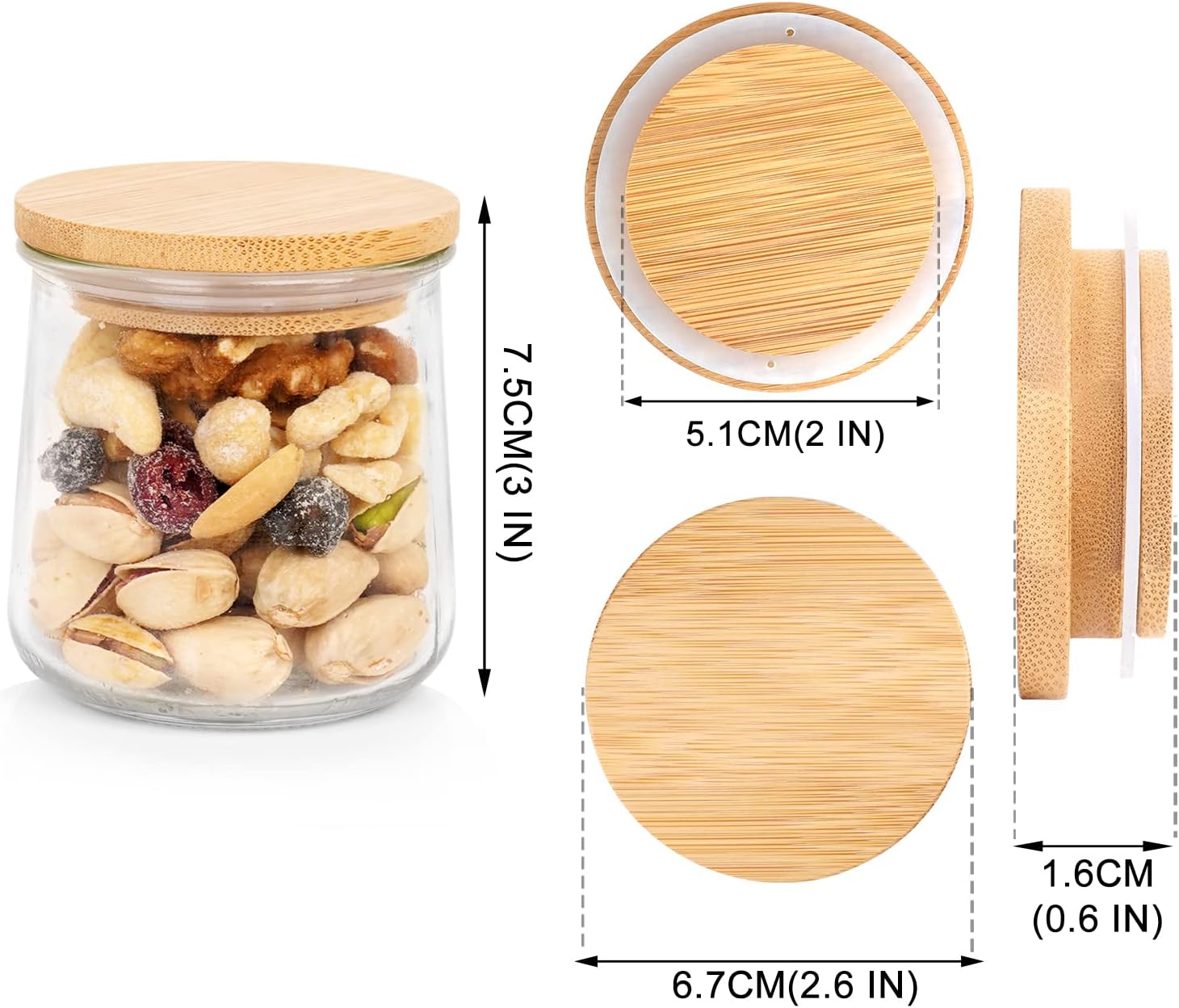 Oui – Juego de tapas para tarros de yogur Oui, tapas de madera para tarros de yogur Oui, tapas de tarros de yogur Oui con anillos de sellado de