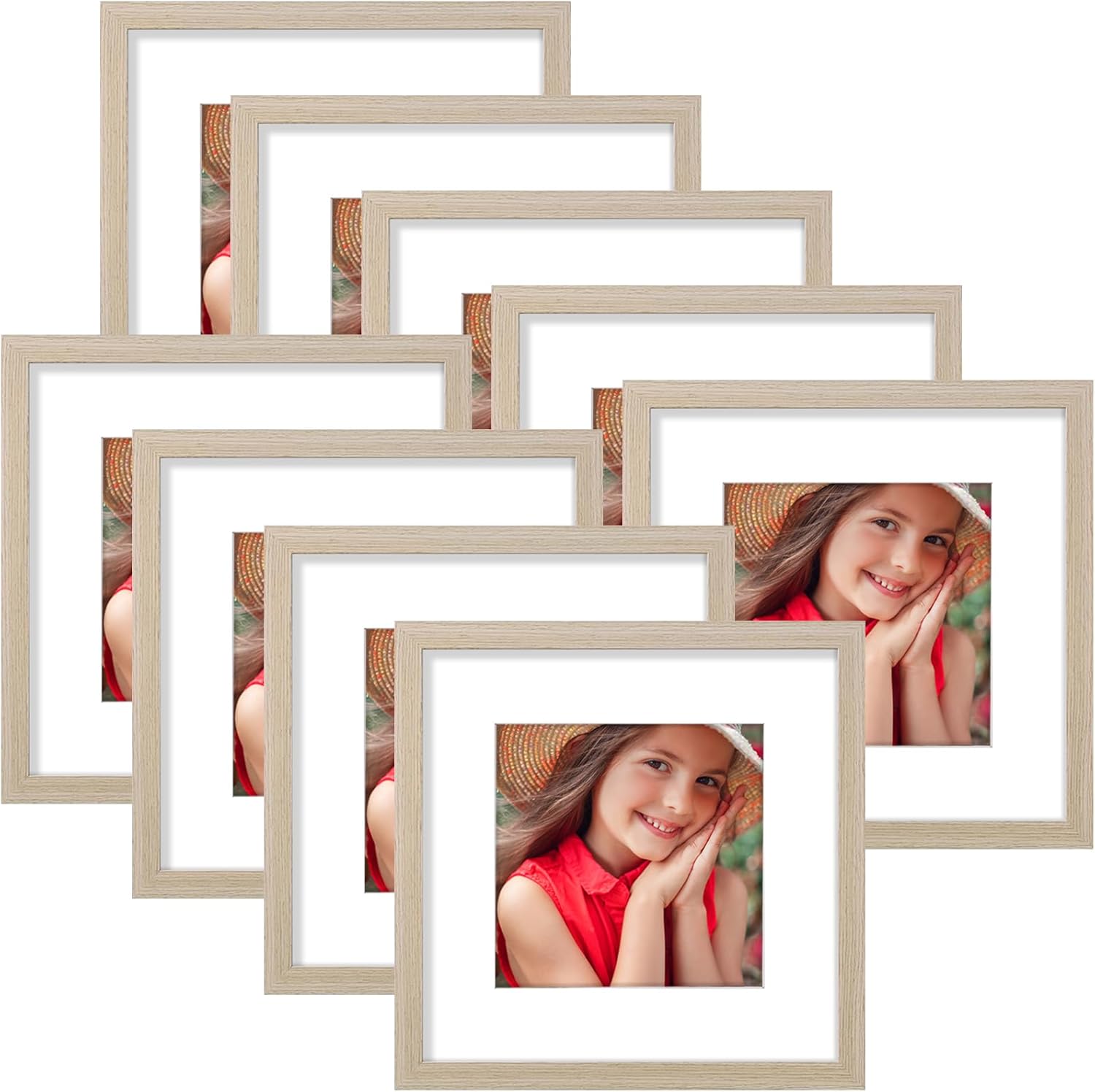 Vittanly Marcos de fotos de 12 x 12 pulgadas para pared, para exhibir fotos de 8 x 8 pulgadas con paspartú o de 12 x 12 pulgadas sin paspartú,