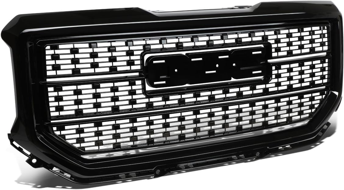 DNA Motoring GRLDDENL-GMCSIE16-BK Rejilla de parachoques delantero ABS negro compatible con GMC Sierra 1500 16-18