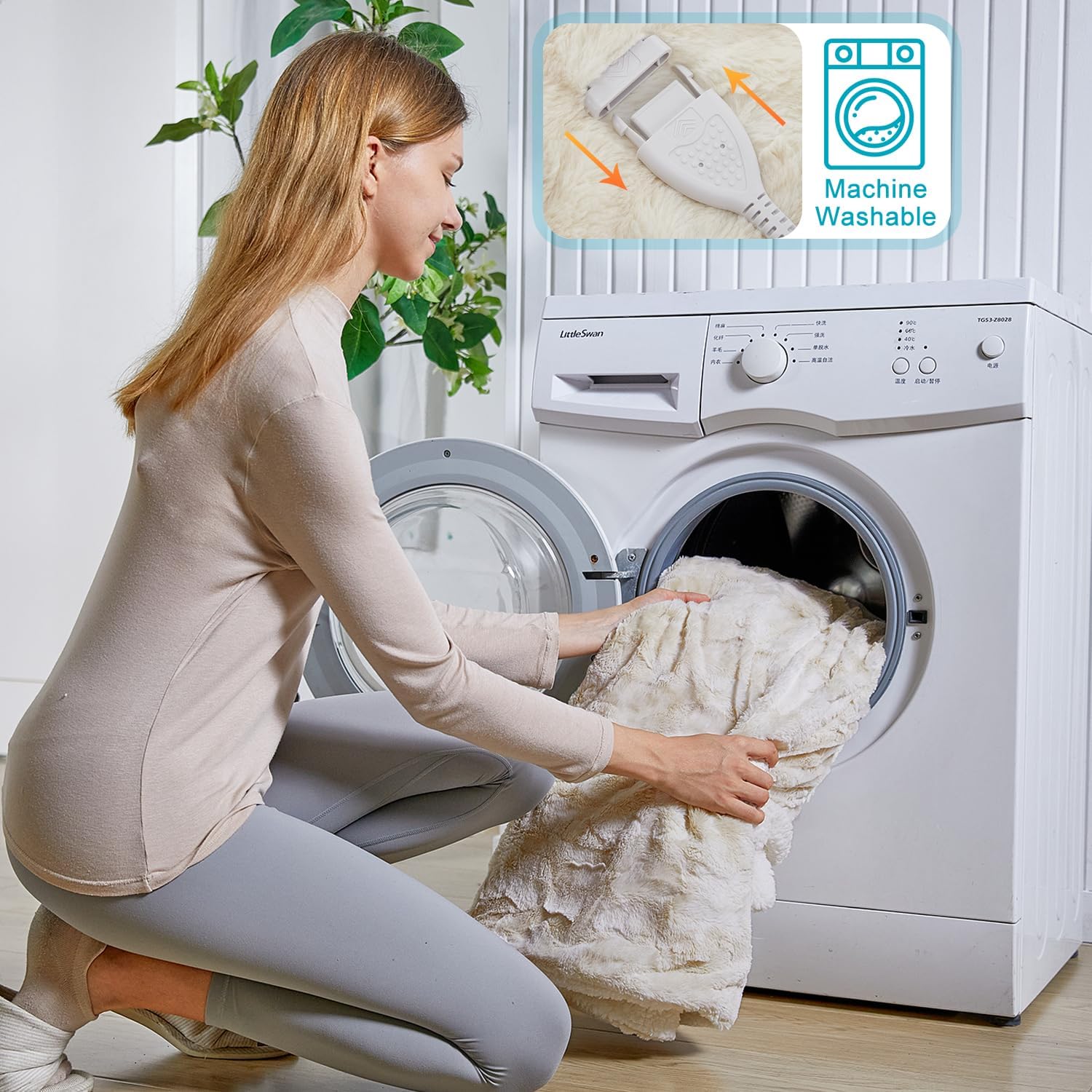Dowin Manta térmica de piel sintética, tamaño Queen, manta eléctrica Sherpa con 5 niveles de calentamiento rápido y 10 horas de apagado automático,