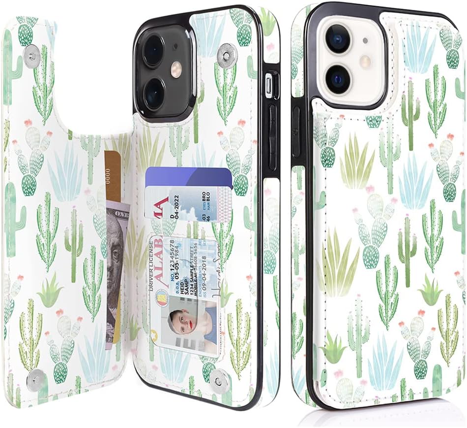 uCOLOR Funda tipo cartera para iPhone 11 con tarjetero, piel sintética, con función atril, ranuras para tarjetas, doble cierre magnético, bloqueo