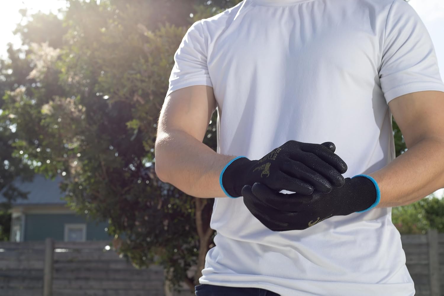 12 pares de guantes de trabajo para hombre, guantes de agarre ligeros para el trabajo, disponibles en 4 tamaños, guantes recubiertos de goma de