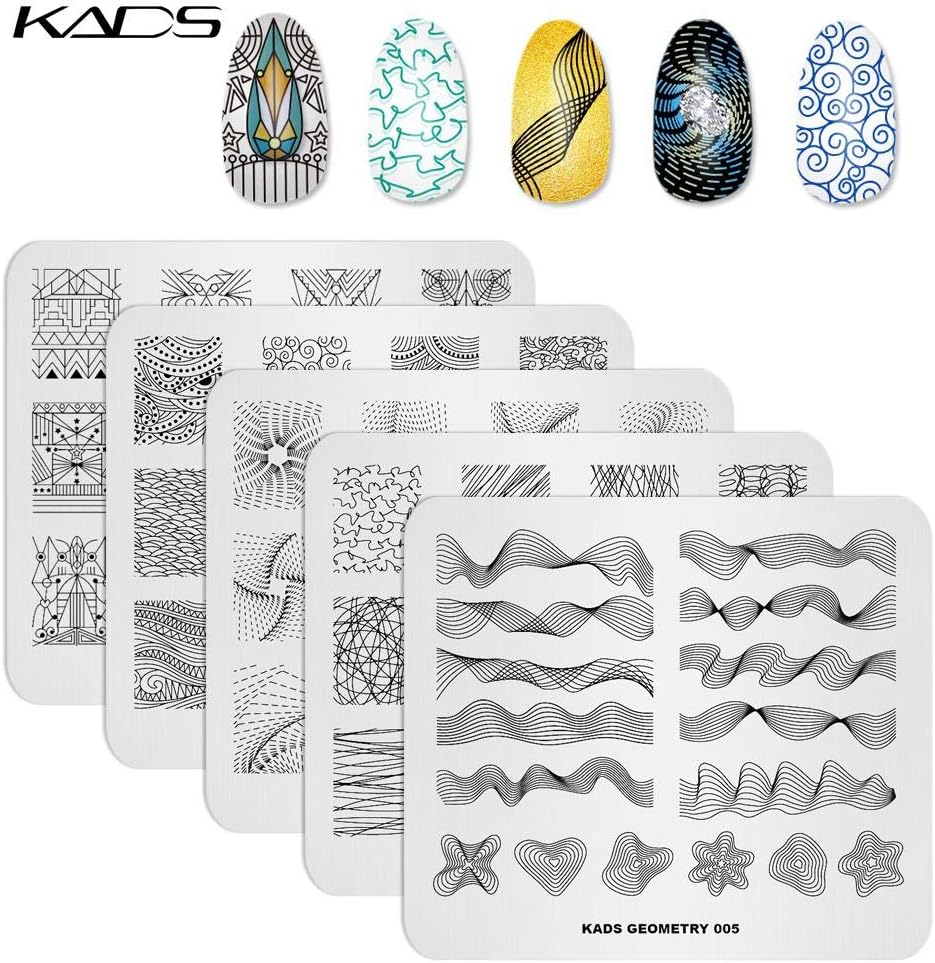 KADS 5 unidsset plantilla de uñas arte plantilla decoración herramienta geometría diseñador estilo imagen placa