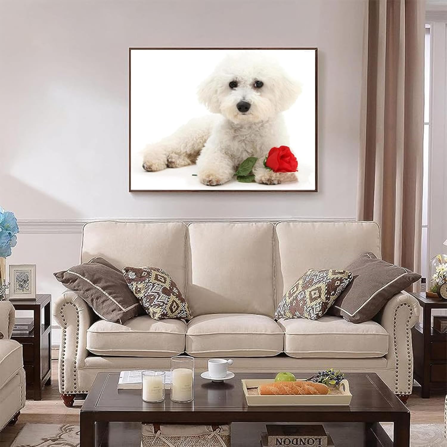 Kits de pintura de diamante 5D para bricolaje, bichón frise, perro blanco, taladros completos, lienzo, suministros de manualidades para decoración