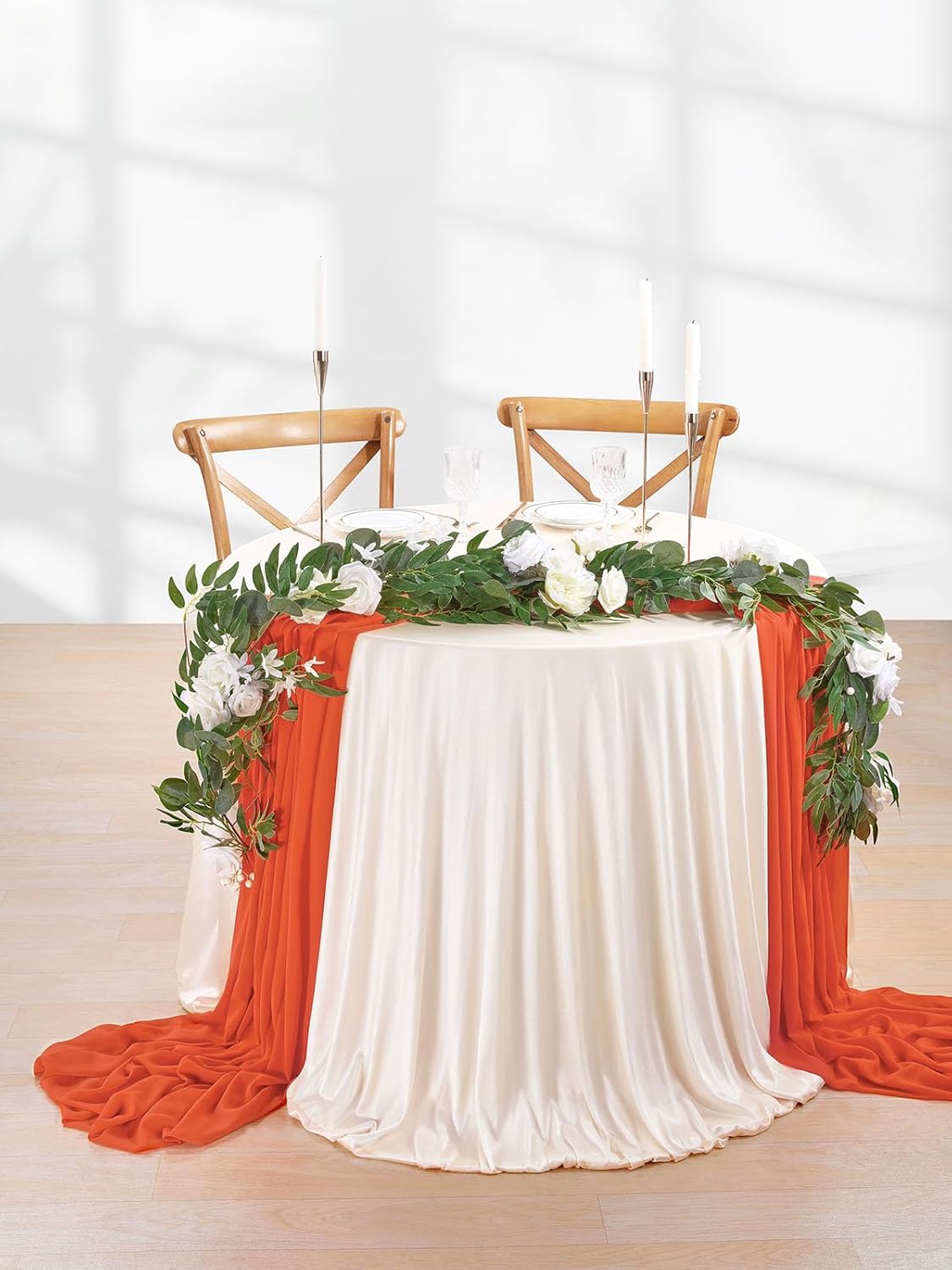 The Yard – Tela transparente de gasa naranja quemada de 10 yardas, decoración de corredor de boda, decoración de despedida de soltera