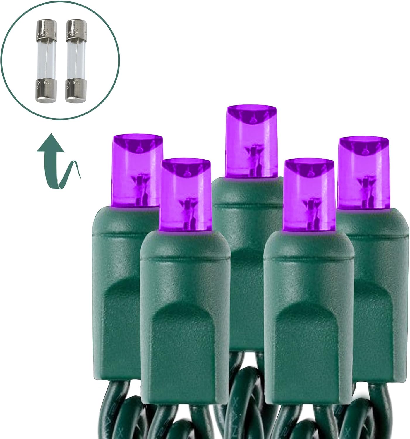 1001 LIGHTSUPPLY LIMITED Luces de Navidad moradas de 17 pies, 50 luces LED de alambre verde con enchufe, IP64 impermeable hada estrellada gran