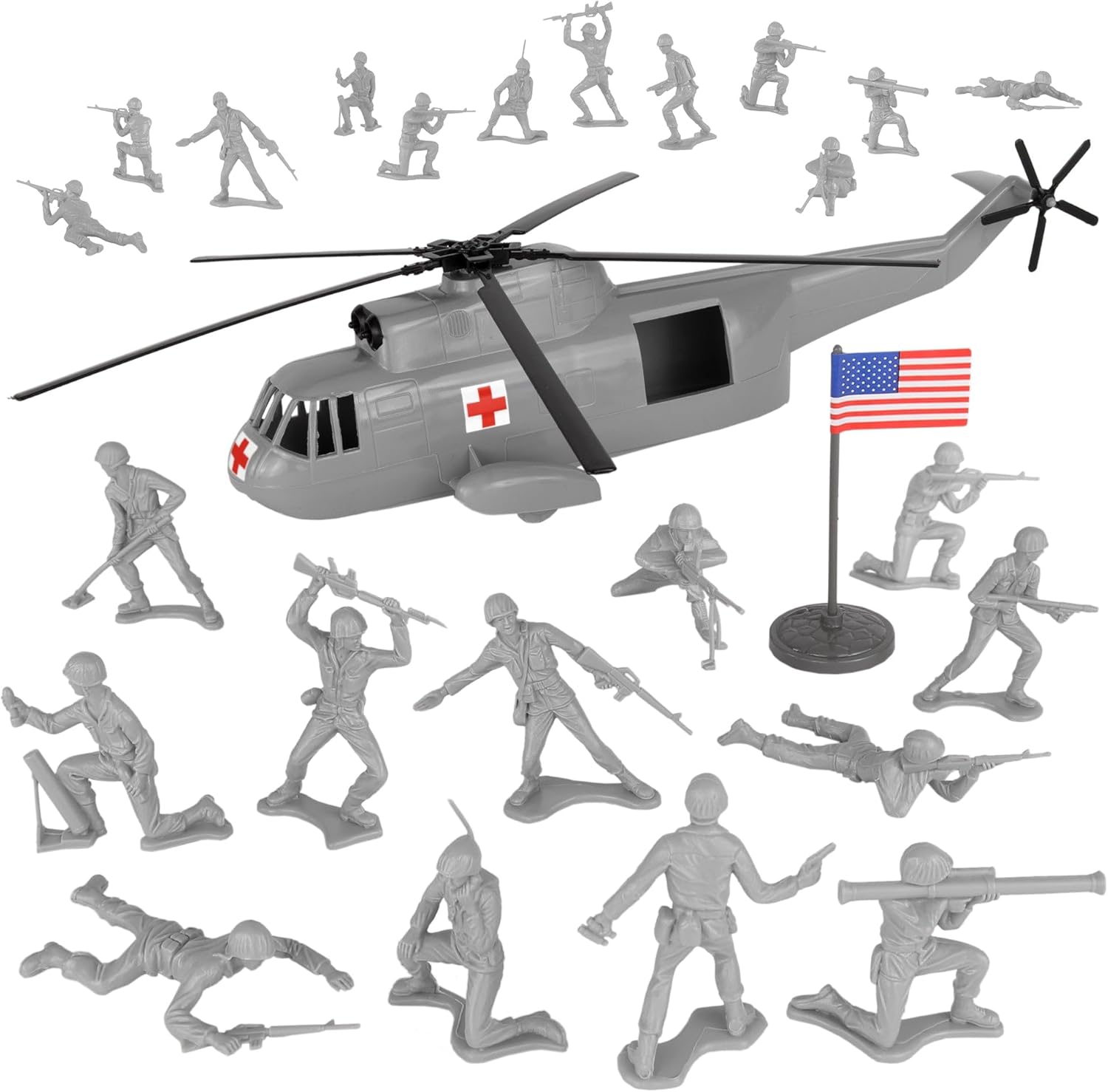 TimMee – Juego de helicópteros de plástico para hombre, 26 piezas, color gris, fabricado en Estados Unidos