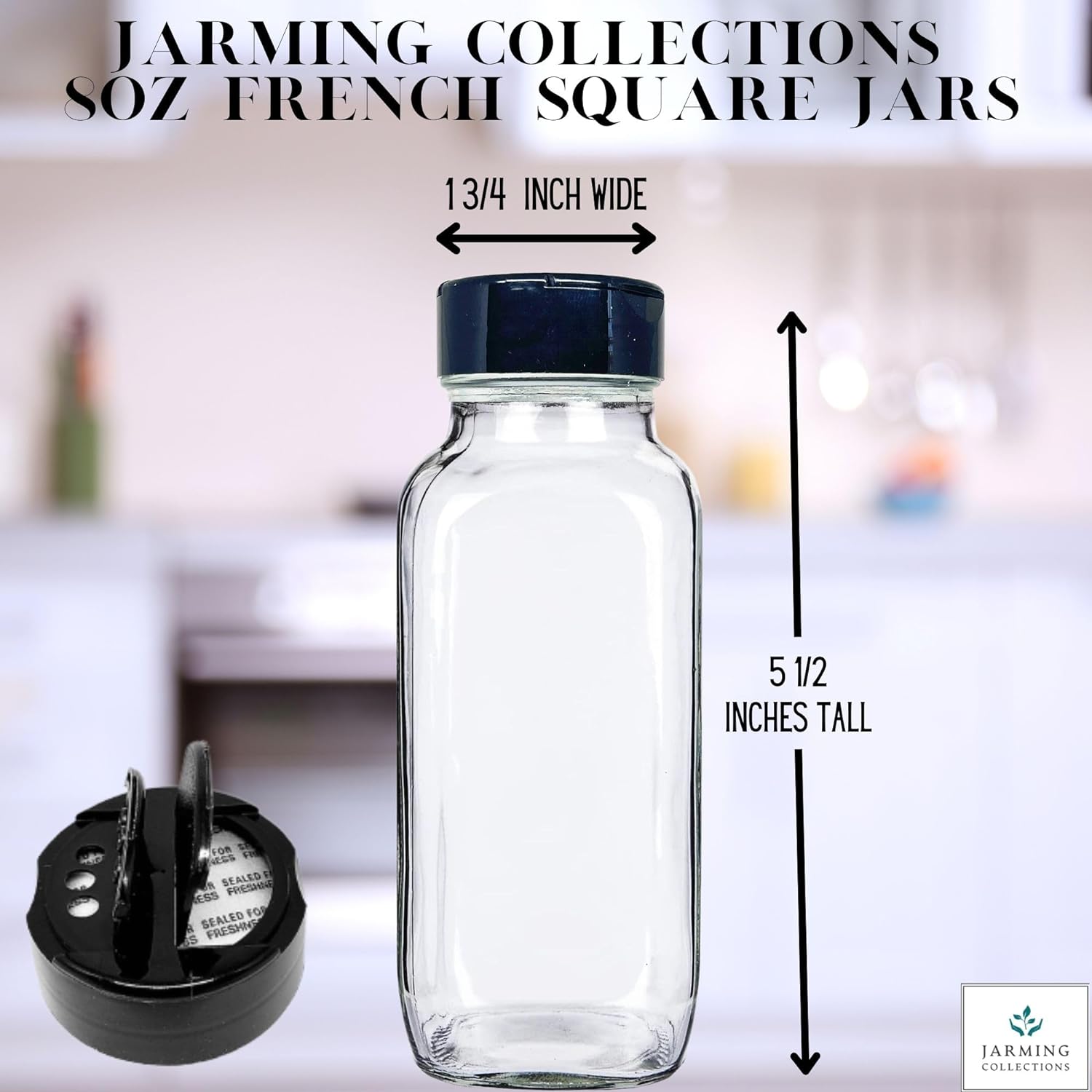 Tarros de especias de vidrio con tapas para coctelera, tarros de especias de 8 onzas para almacenamiento de alimentos, recipientes de especias para