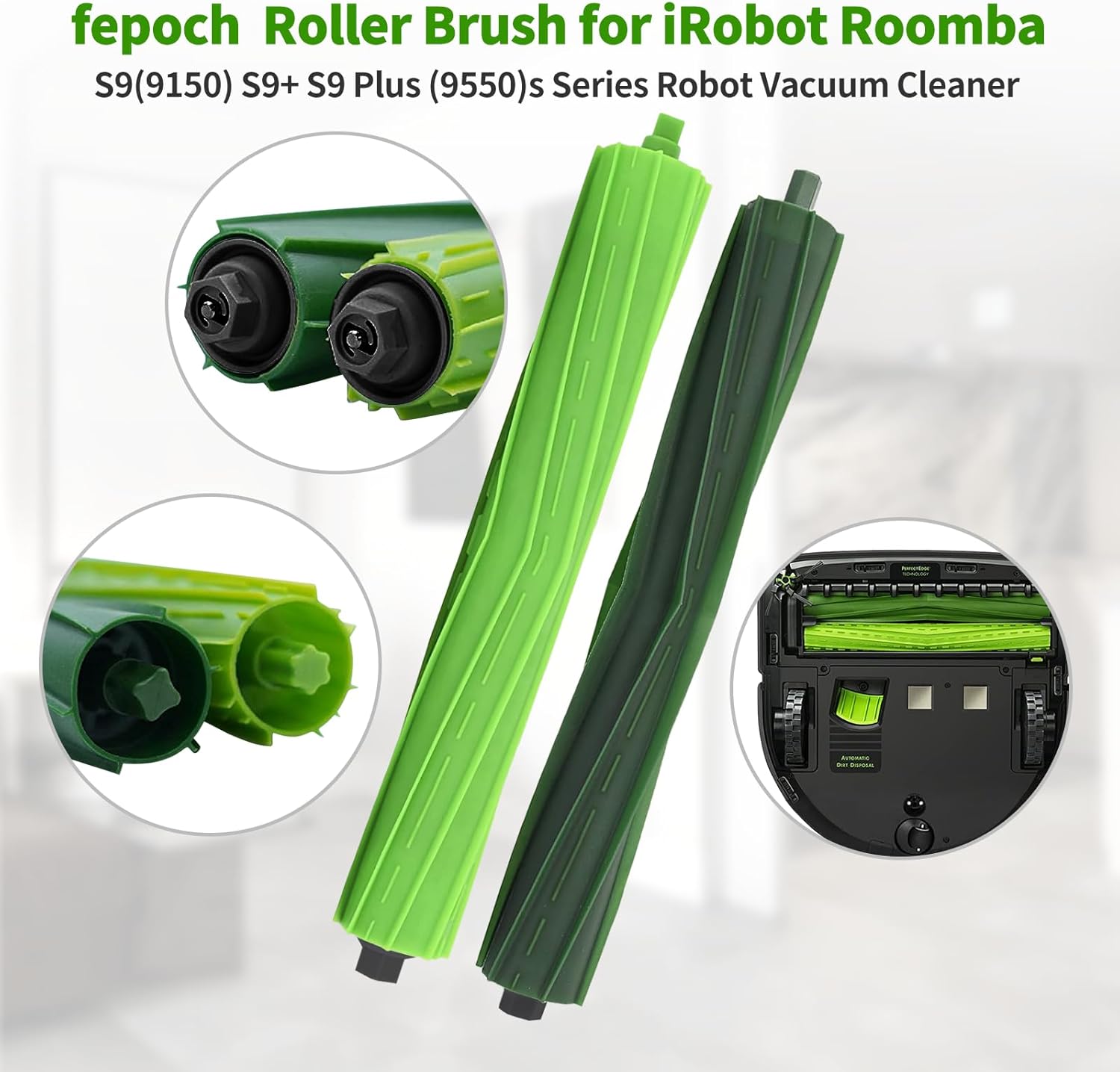 Juego de cepillos de repuesto para iRobot Roomba S9 (9150) s9+ s9 Plus (9550) s Series AI Robot Vacuum Kits (3 cepillos de goma, 8 cepillos