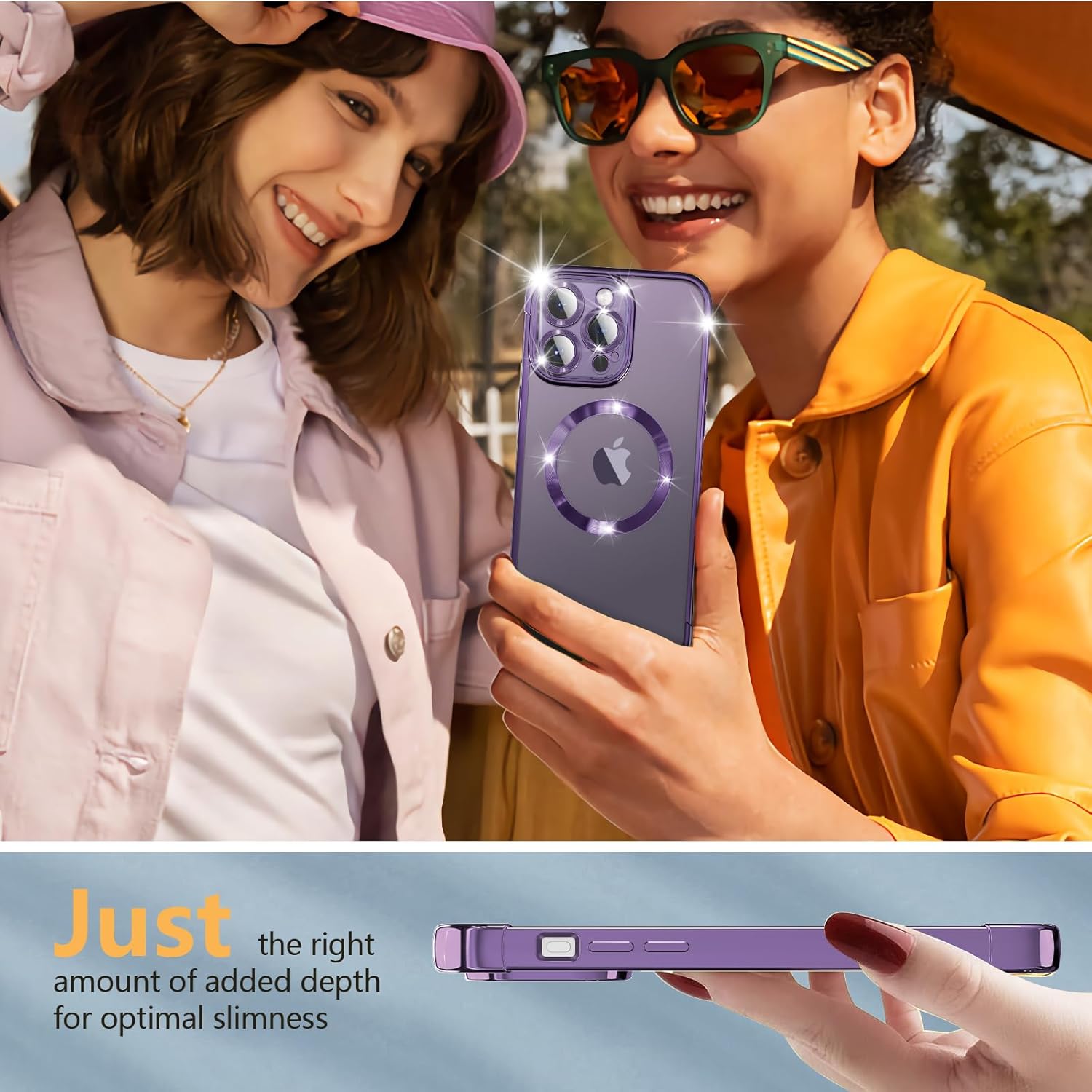 Funda MagSafe para iPhone 15 Pro Max con protector de cámara, funda de protección completa para iPhone 15 Pro Max, funda transparente y bonita para