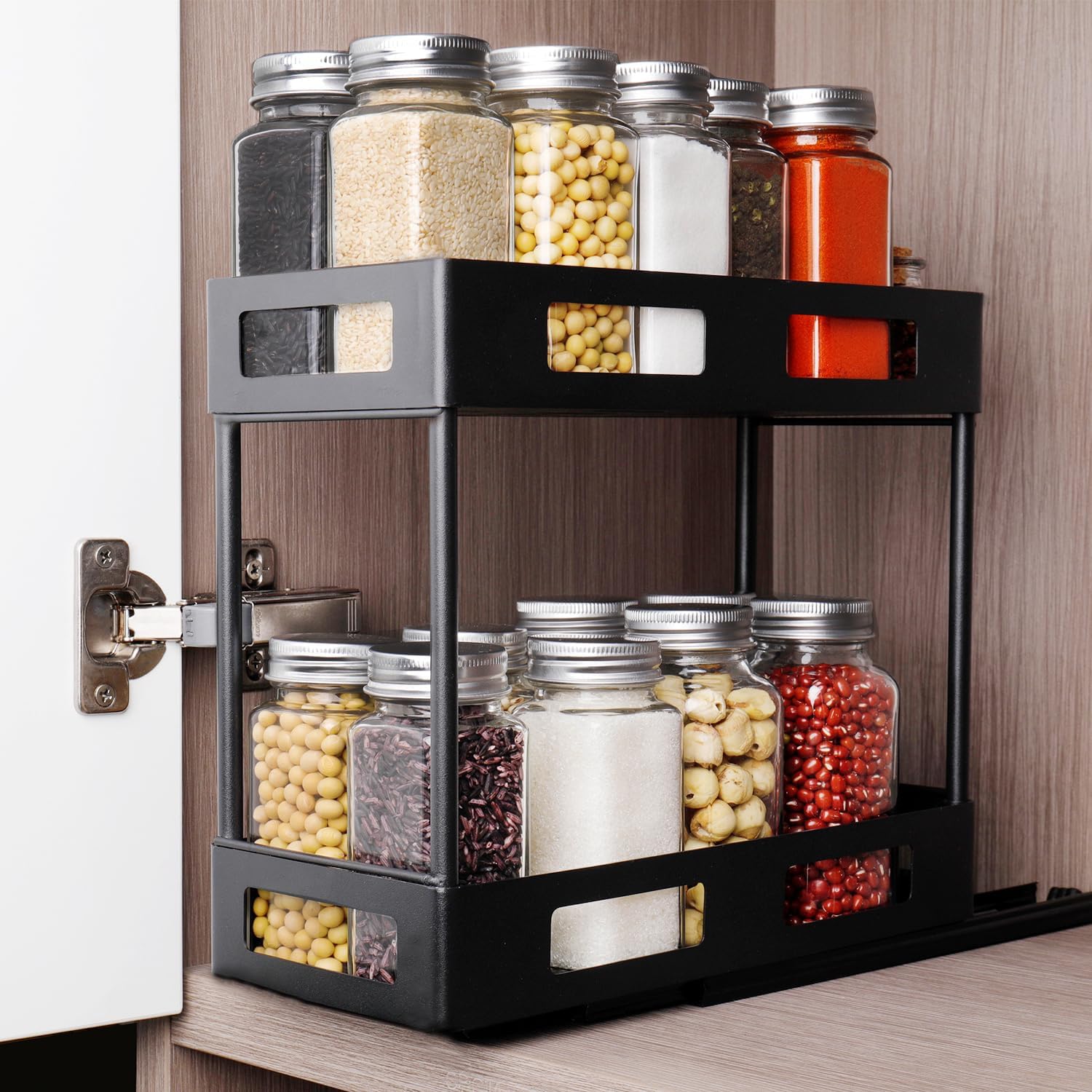 Organizador de especias para gabinete, estantes de especias extraíbles para armarios interiores, estante de especias de cocina, organizador