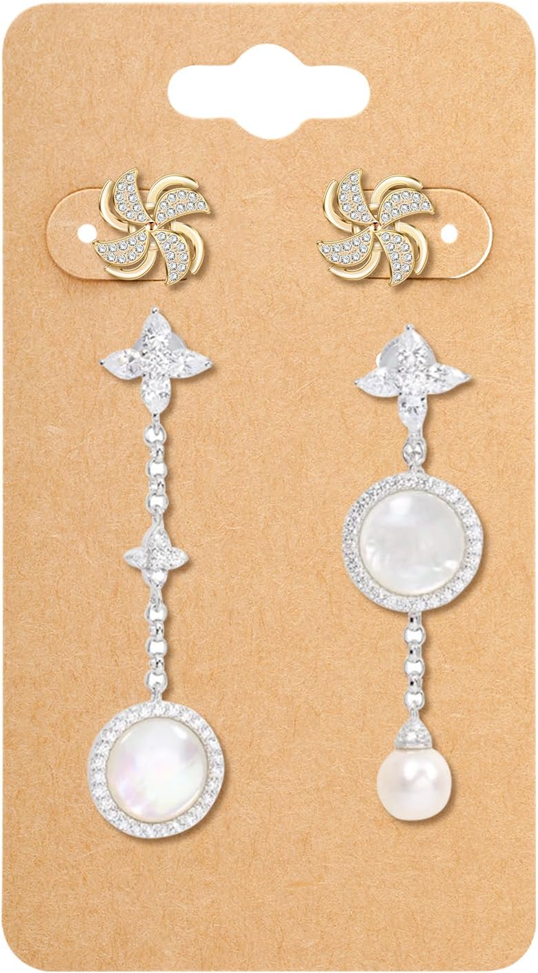 Anwyll Tarjetas de aretes, tarjetas de exhibición de aretes para vender, tarjetas de papel kraft de 3.5 x 2 pulgadas, 100 tarjetas colgantes de