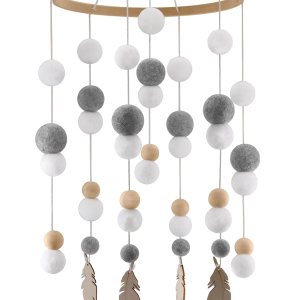 Cuna Baby Mobiles Cama de cuentas de madera para bebés Techo móvil Decorar Colgante Infantil Enfermería (Circular-Blanco Gris Verdura) Cuna Baby Mobiles Cama de cuentas de madera para bebés Techo móvil Decorar Colgante Infantil Enfermería (Circular-Blanco Gris Verdura)