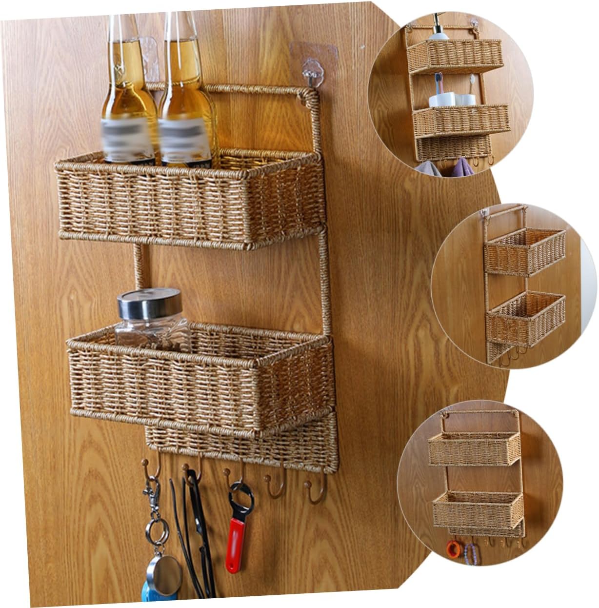 BESTOYARD Cesta de almacenamiento Organizador de baño para cocina, estante montado en la pared, cesta de frutas, cestas tejidas cestas colgantes