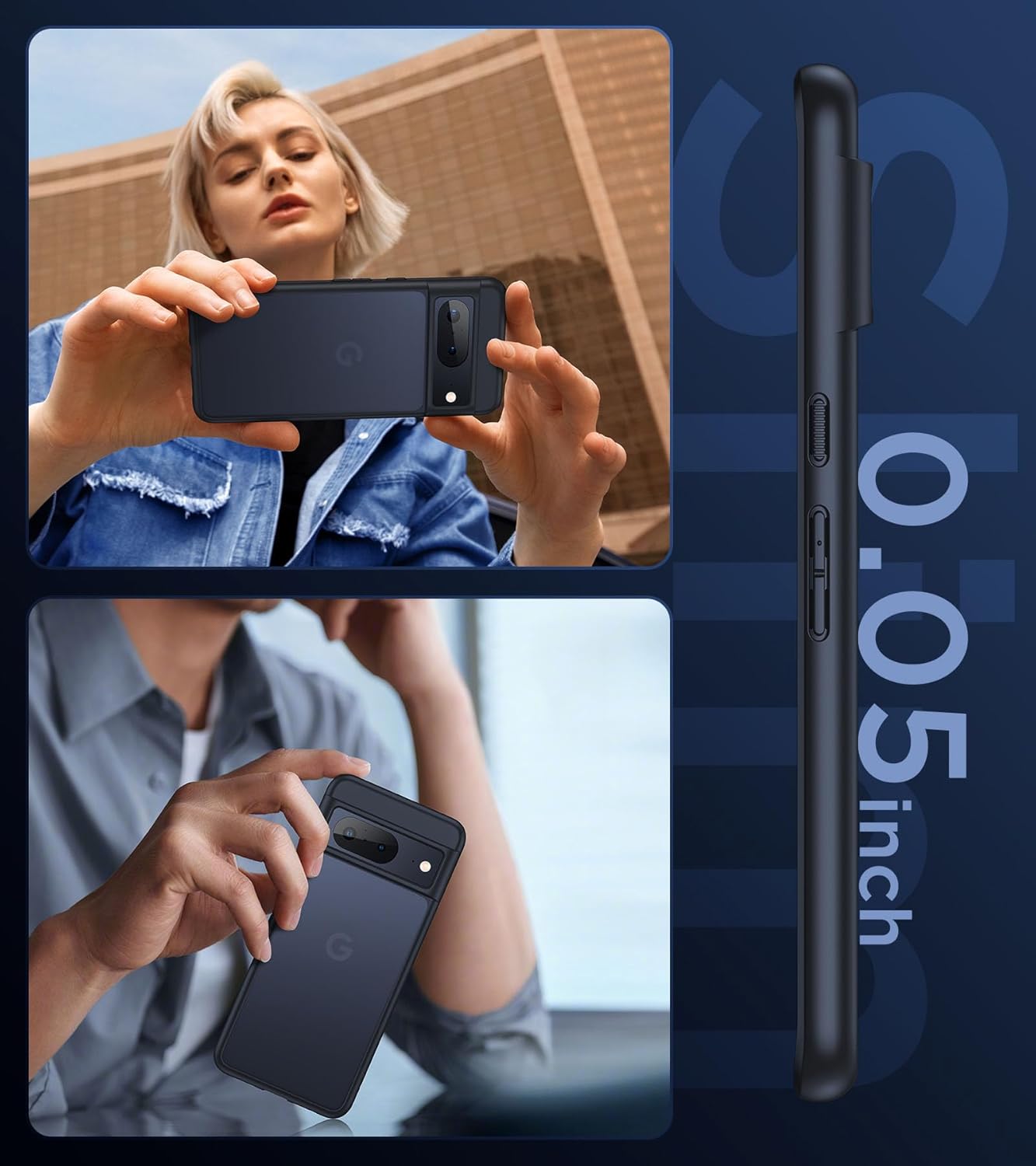 Humixx Funda a prueba de golpes diseñada para Google Pixel 8 protección contra caídas de grado militar tacto sedoso definitivo Protector translúcido