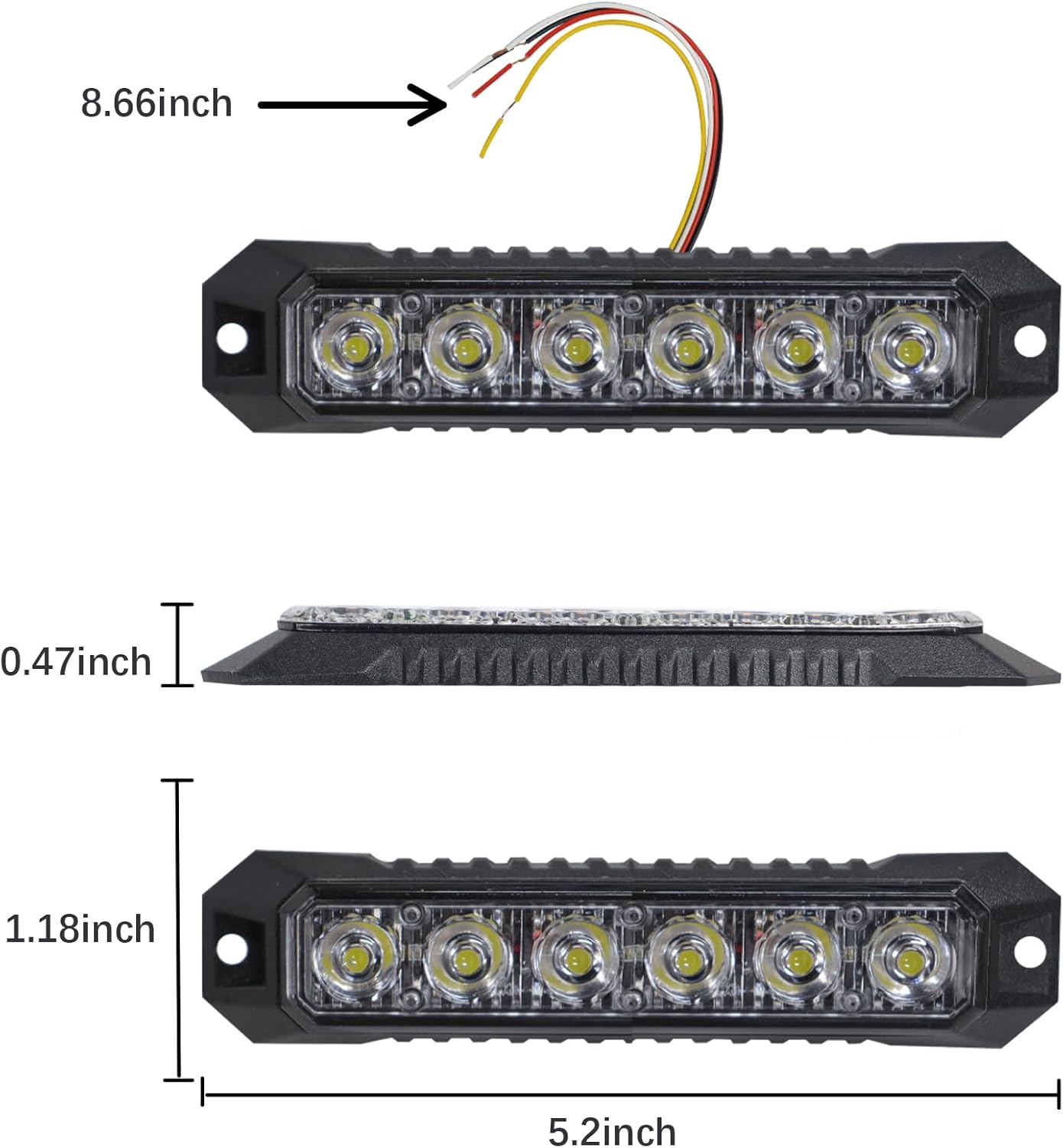 yuksood Luces estroboscópicas para camiones, luces de emergencia para vehículos, luces intermitentes de 6 LED, cabeza de luz de rejilla, para