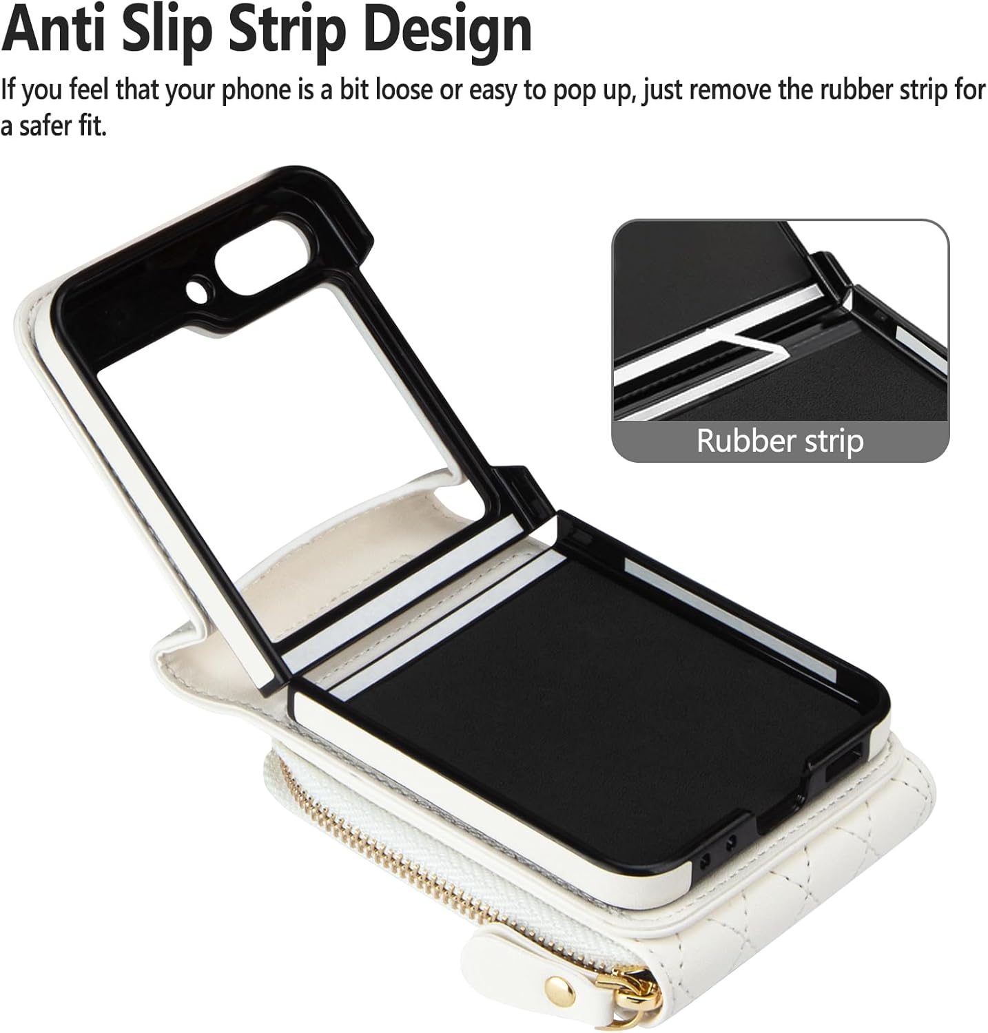 Vofolen Funda para Samsung Galaxy Z Flip 5 con tarjetero, funda cruzada de 8 ranuras para tarjetas con correa ajustable, piel sintética suave con