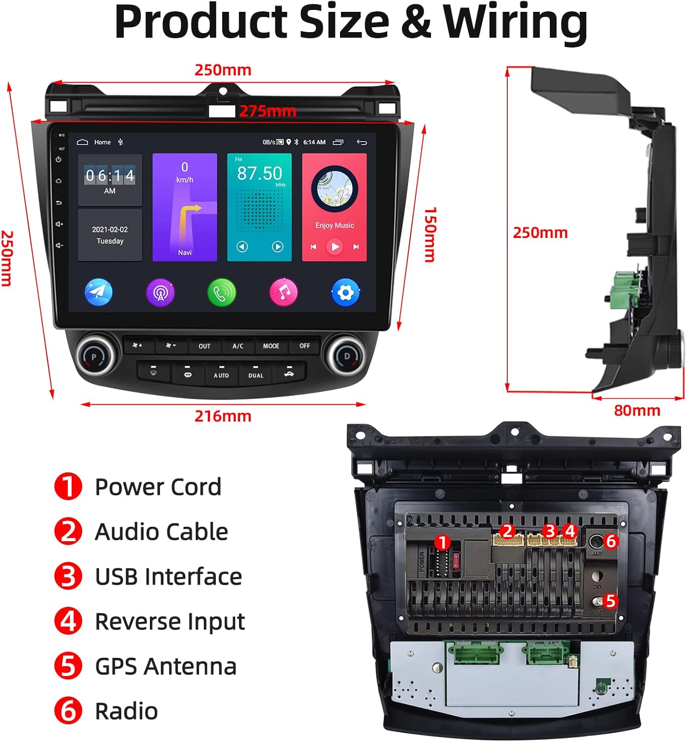 Podofo Estéreo de coche Android 13 para Honda Accord 7th 2003 2004 2005 2006 2007 con navegación GPS, pantalla táctil de 10.1 pulgadas estéreo de