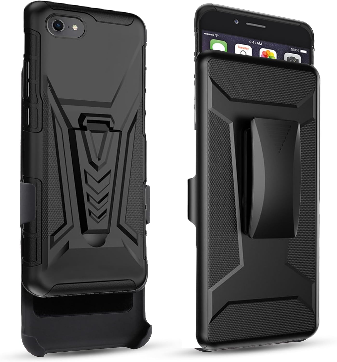 Asuwish Funda de teléfono para iPhone 6plus 6splus 66s Plus con clip para cinturón, soporte híbrido, resistente, protección de grado duro, funda