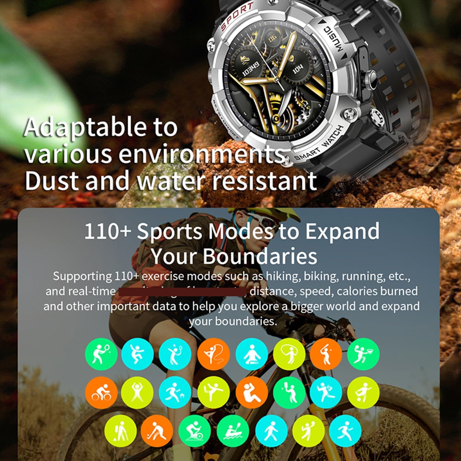 YPSDOOWKJ Reloj inteligente con auriculares, pantalla redonda táctil completa de 1.52 pulgadas, rastreador de fitness, auriculares dentro del reloj