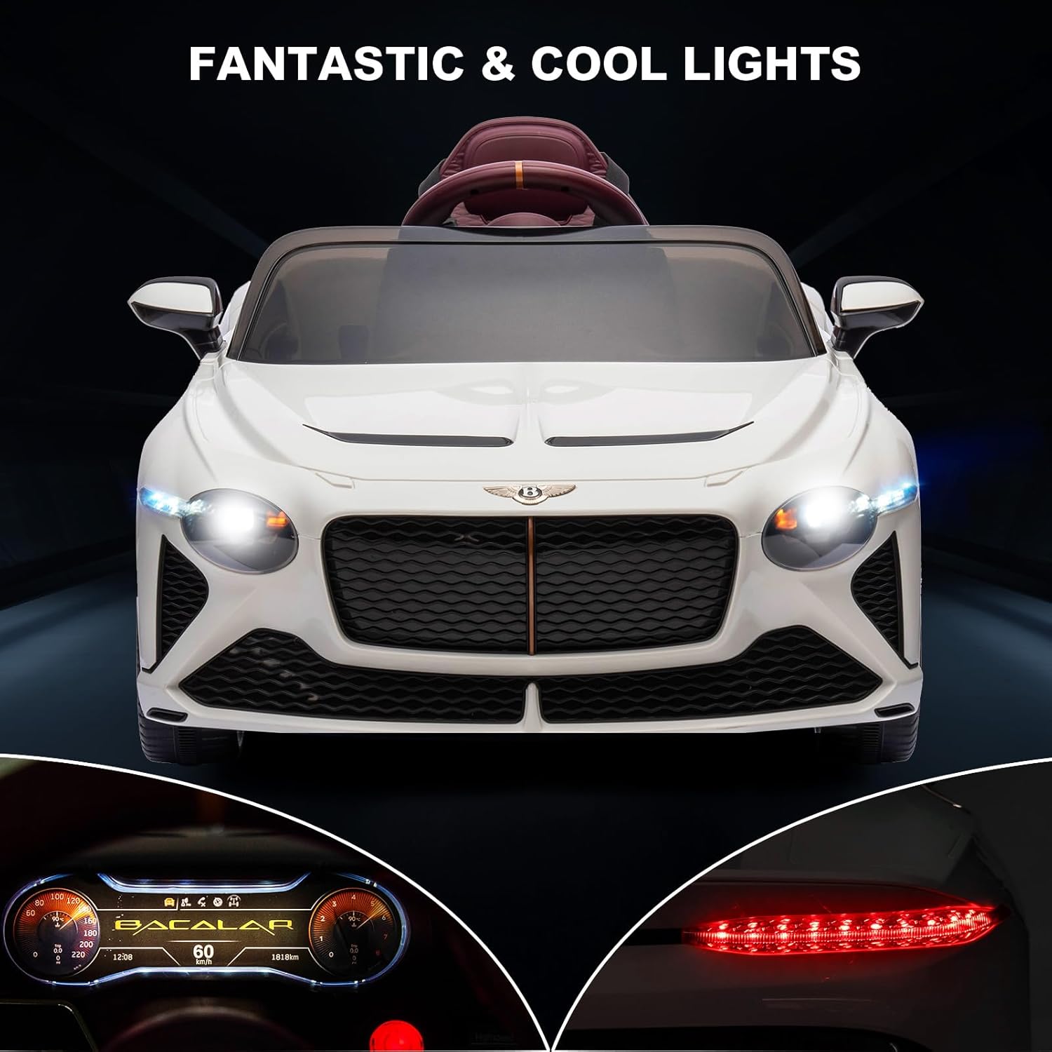 Vehículos eléctricos de 12 V para niños de 1 a 3 años con control remoto, auto Bentley con licencia para niños, ruedas eléctricas para niños y niñas