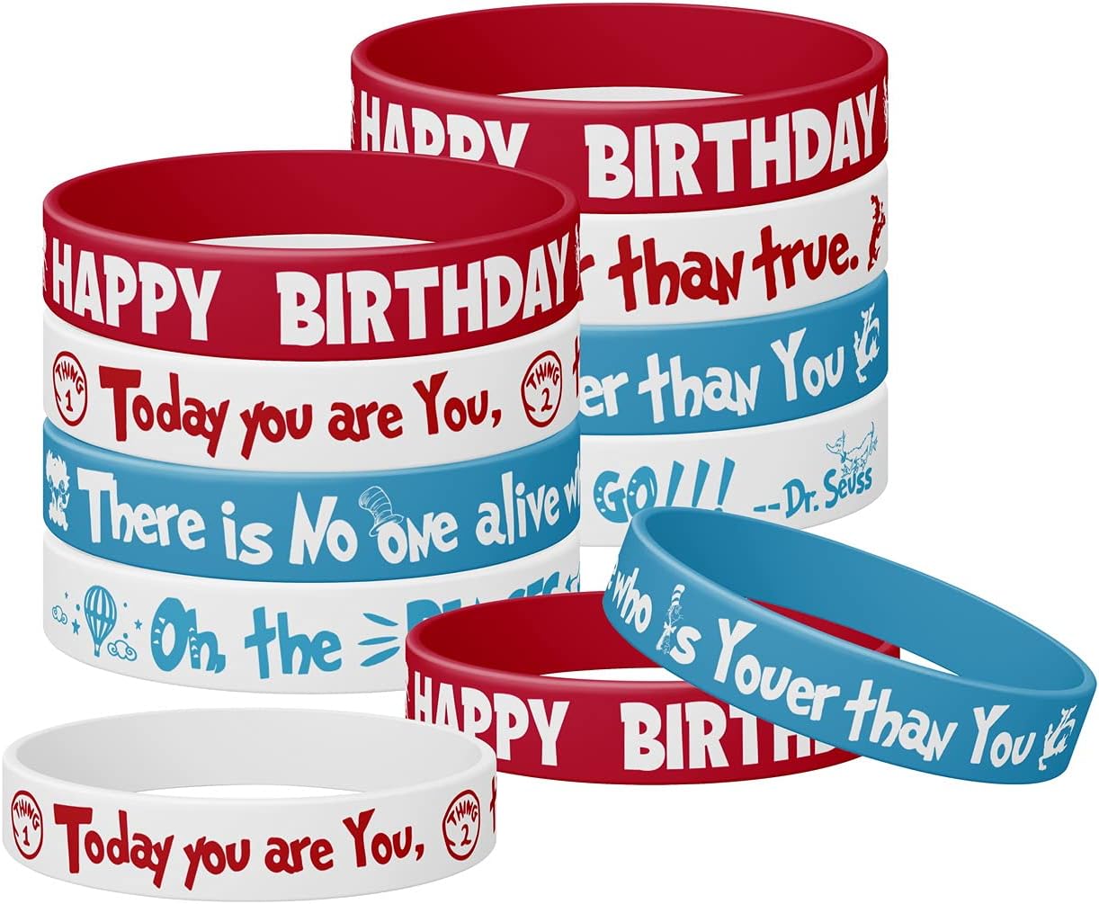 (24 unidades) regalos de fiesta de Dr. Seuss, decoraciones de fiesta del Dr. Seuss, pulseras de silicona para niños, decoraciones de aula de Dr.