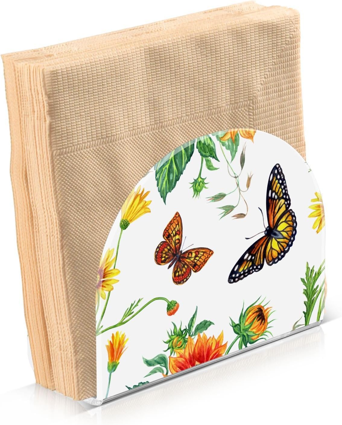 Servilletero de girasoles y mariposas para mesa de papel, dispensador de pañuelos acrílicos, cocina, comedor, baño, fiesta, decoración de automóvil