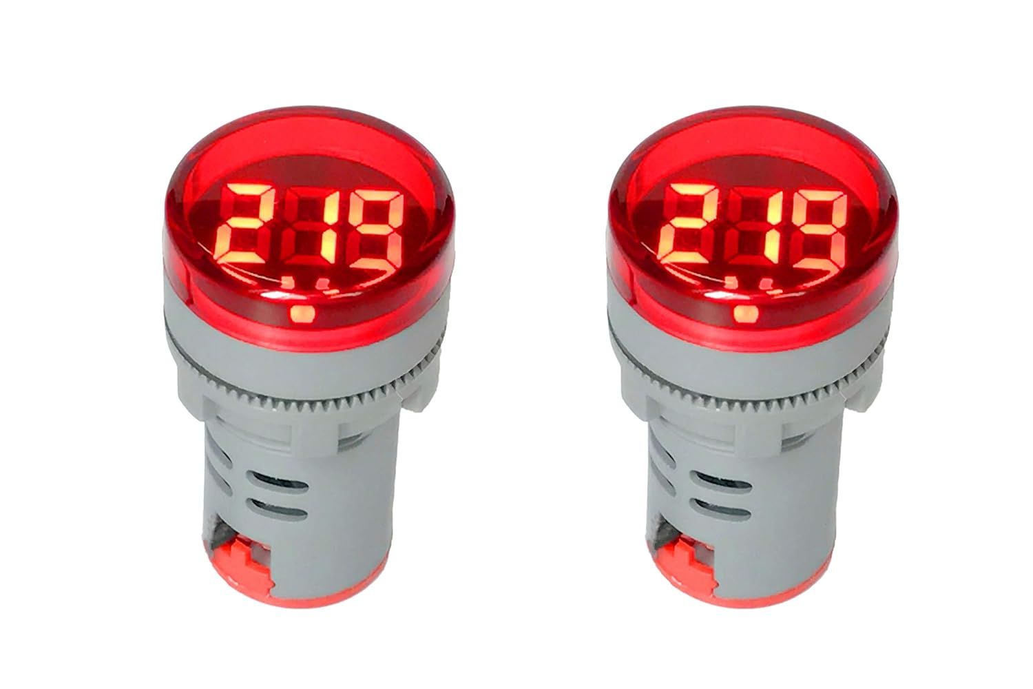 Voltímetro digital de CA 80-500V 110V 220V 380V rojo, verde, amarillo, azul, blanco, pantalla digital, cabeza redonda pequeña (paquete de 2) (rojo)