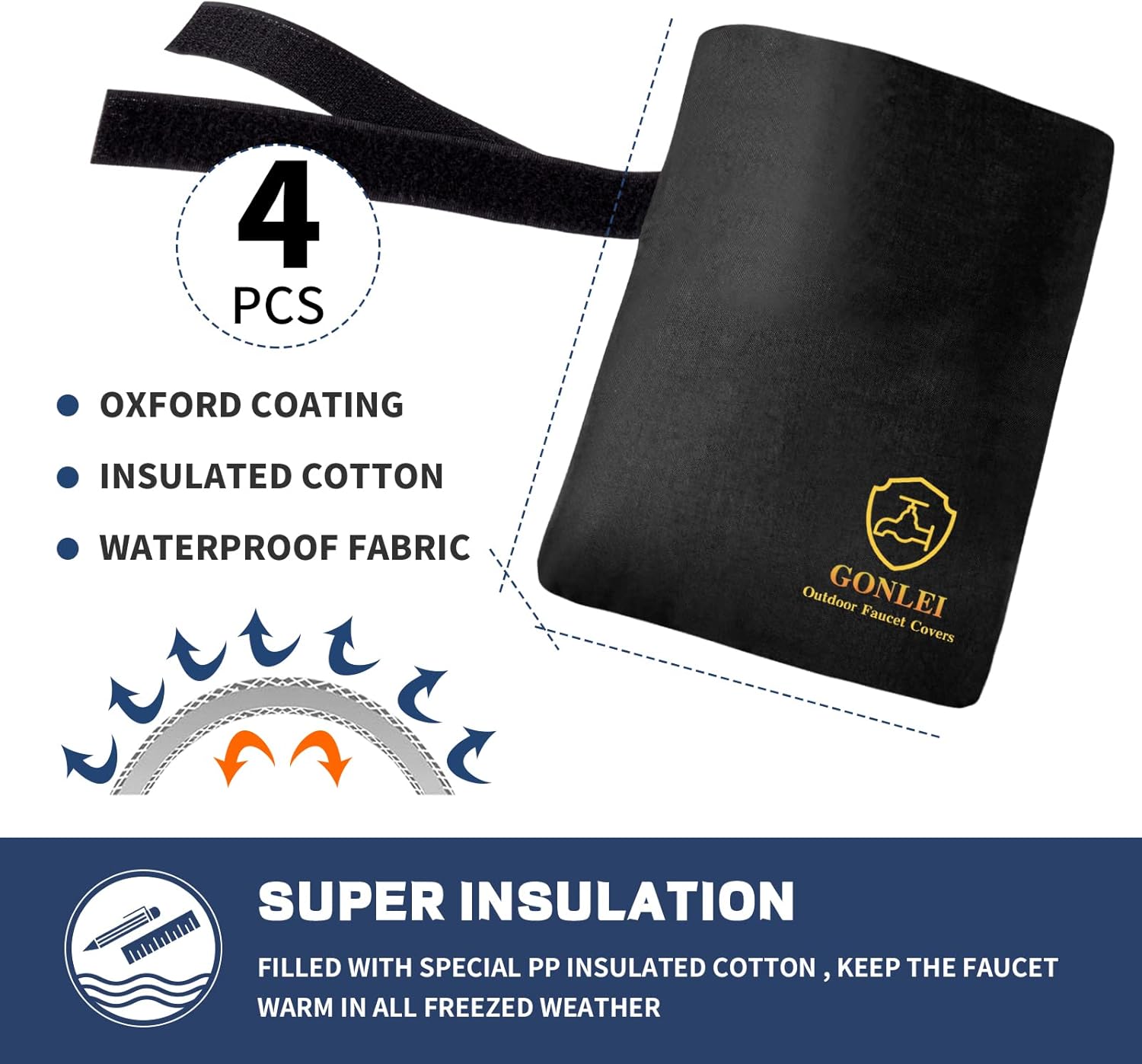 GonLei Paquete de 4 cubiertas de aislamiento de grifo de invierno de 5.5 pulgadas de ancho x 7.4 pulgadas de alto, fundas de manguera para grifos al