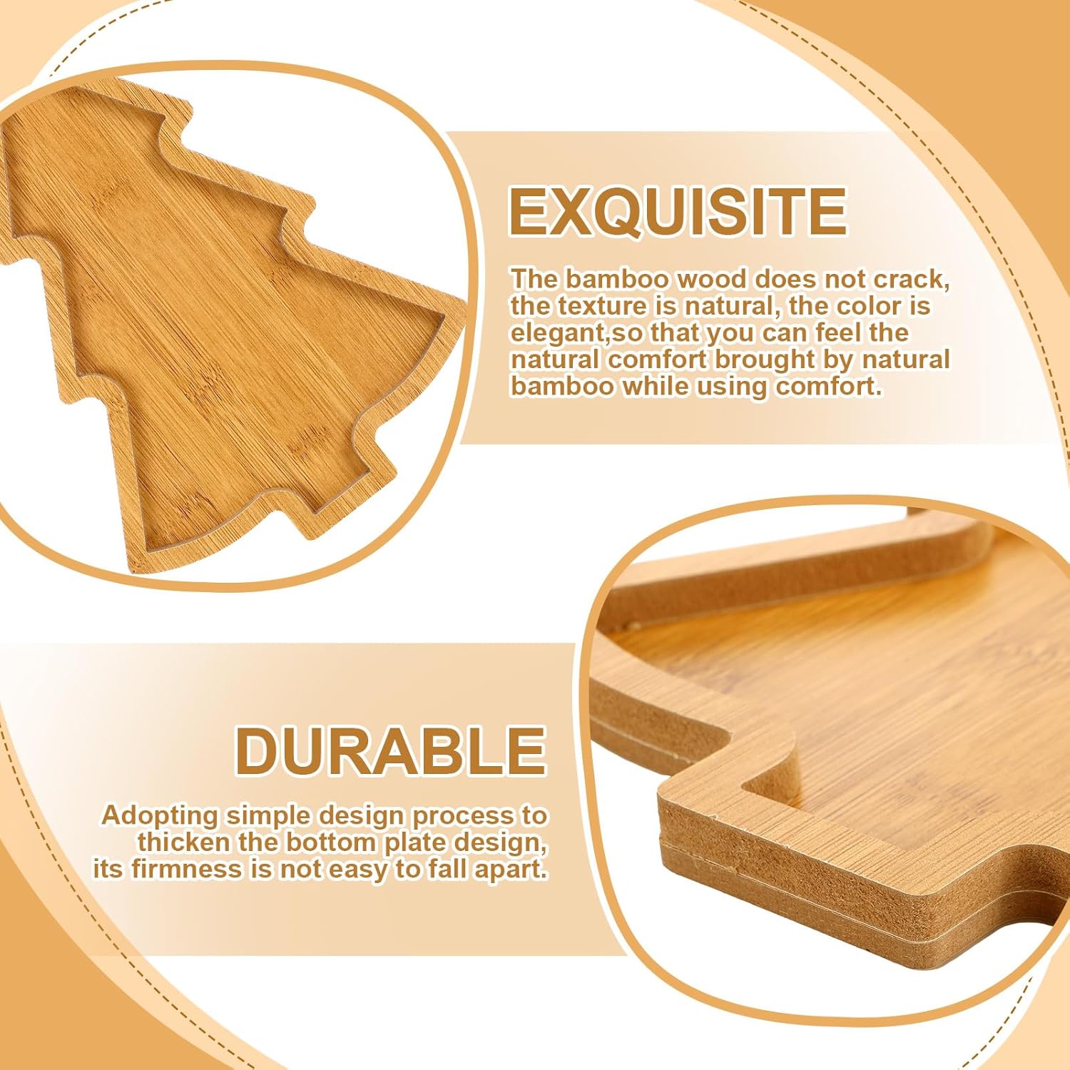 Bencailor 3 platos de madera para árbol de Navidad, bandeja para servir árbol de Navidad, tablero de árbol de Navidad con forma de tablero para