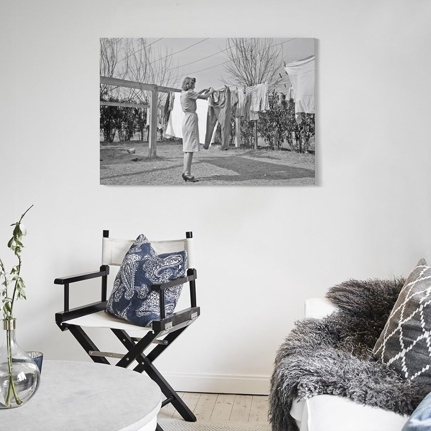Arte vintage para el día de la lavandería, arte de pared en blanco y negro, fotos antiguas, pósteres Art Deco de lavandería, impresiones artísticas