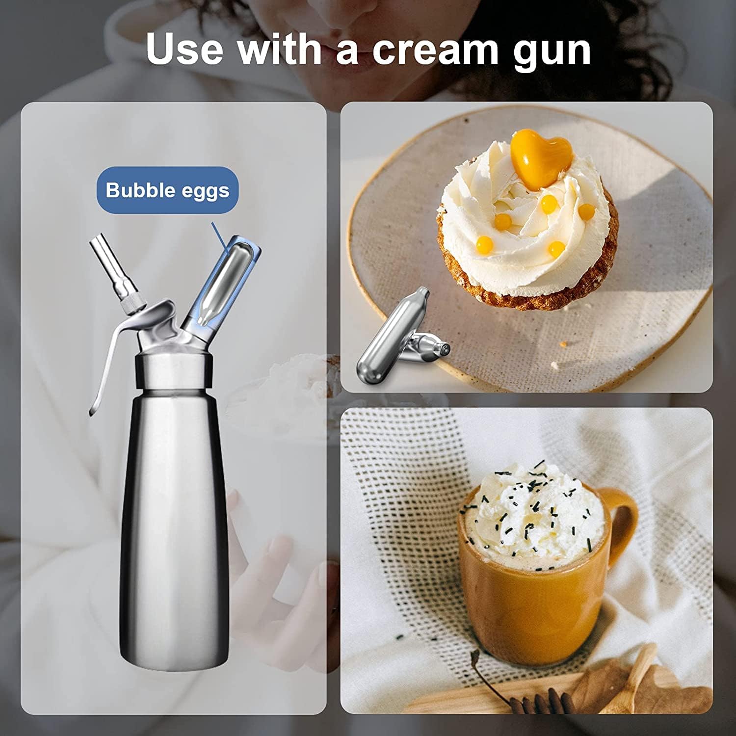 Cargadores de crema batida N2O Cartucho de óxido nitroso de 0.28 oz para dispensador de crema batida (50 unidades)