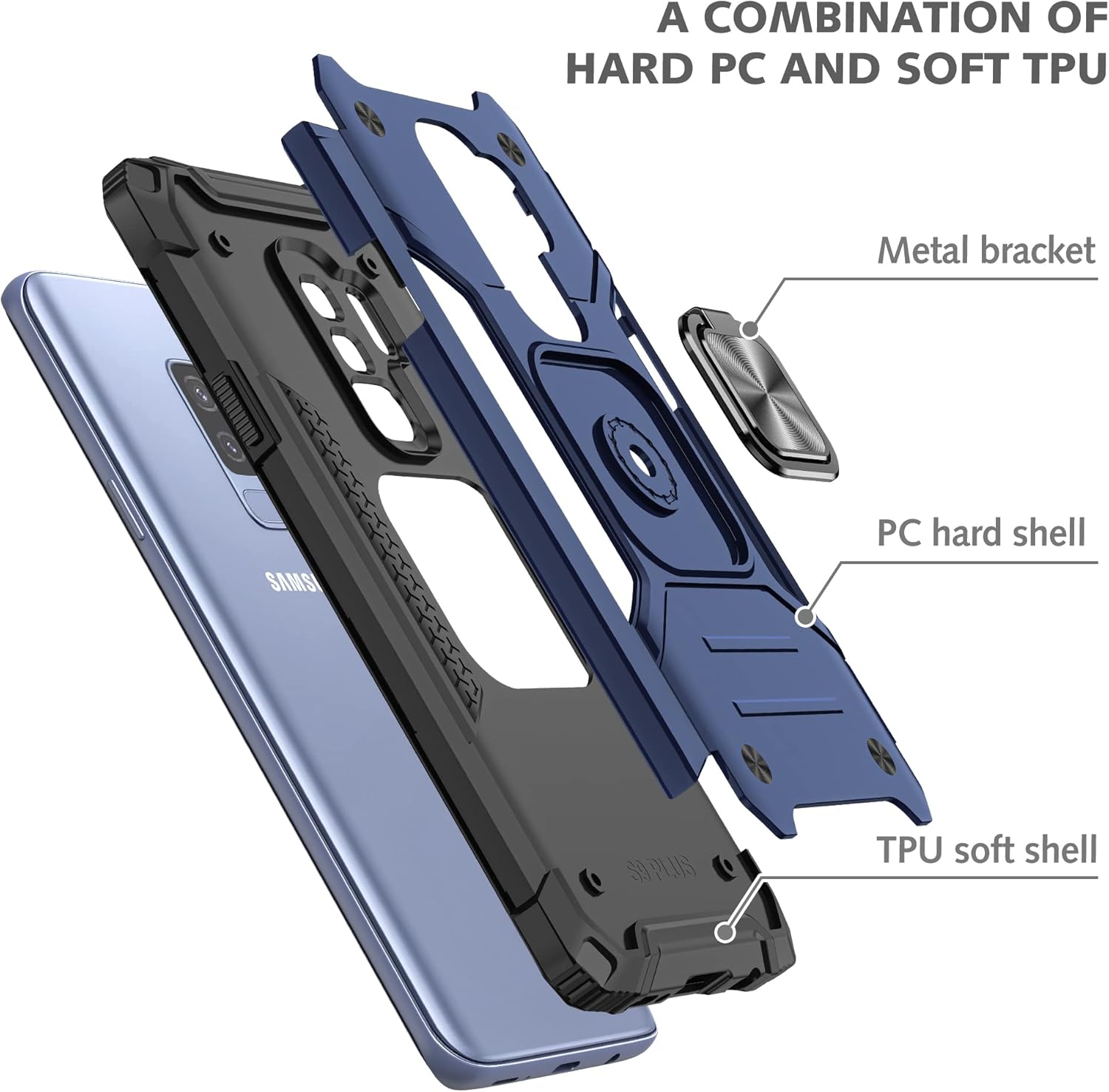 AYMECL Funda para Samsung Galaxy S9 Plus con protector de pantalla de TPU flexible autorreparable 2 unidades, grado militar doble a prueba de golpes