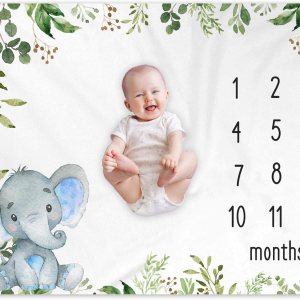Yuzioey Manta mensual de hitos para bebé, elefante, manta de fotos de bebé de elefante safari, regalo para nuevas mamás, baby shower, Watch Me Grow Yuzioey Manta mensual de hitos para bebé, elefante, manta de fotos de bebé de elefante safari, regalo para nuevas mamás, baby shower, Watch Me Grow